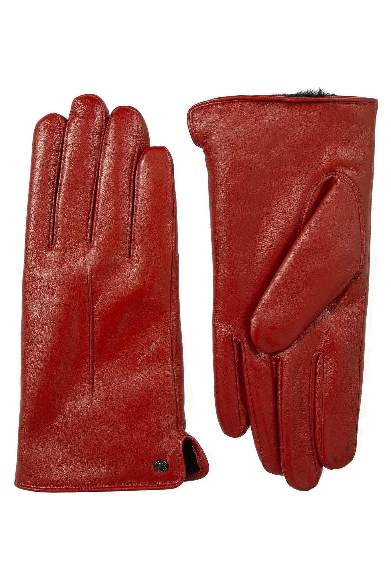 Dents Faux Fur-Lined Touchscreen Leather Gloves - Berry