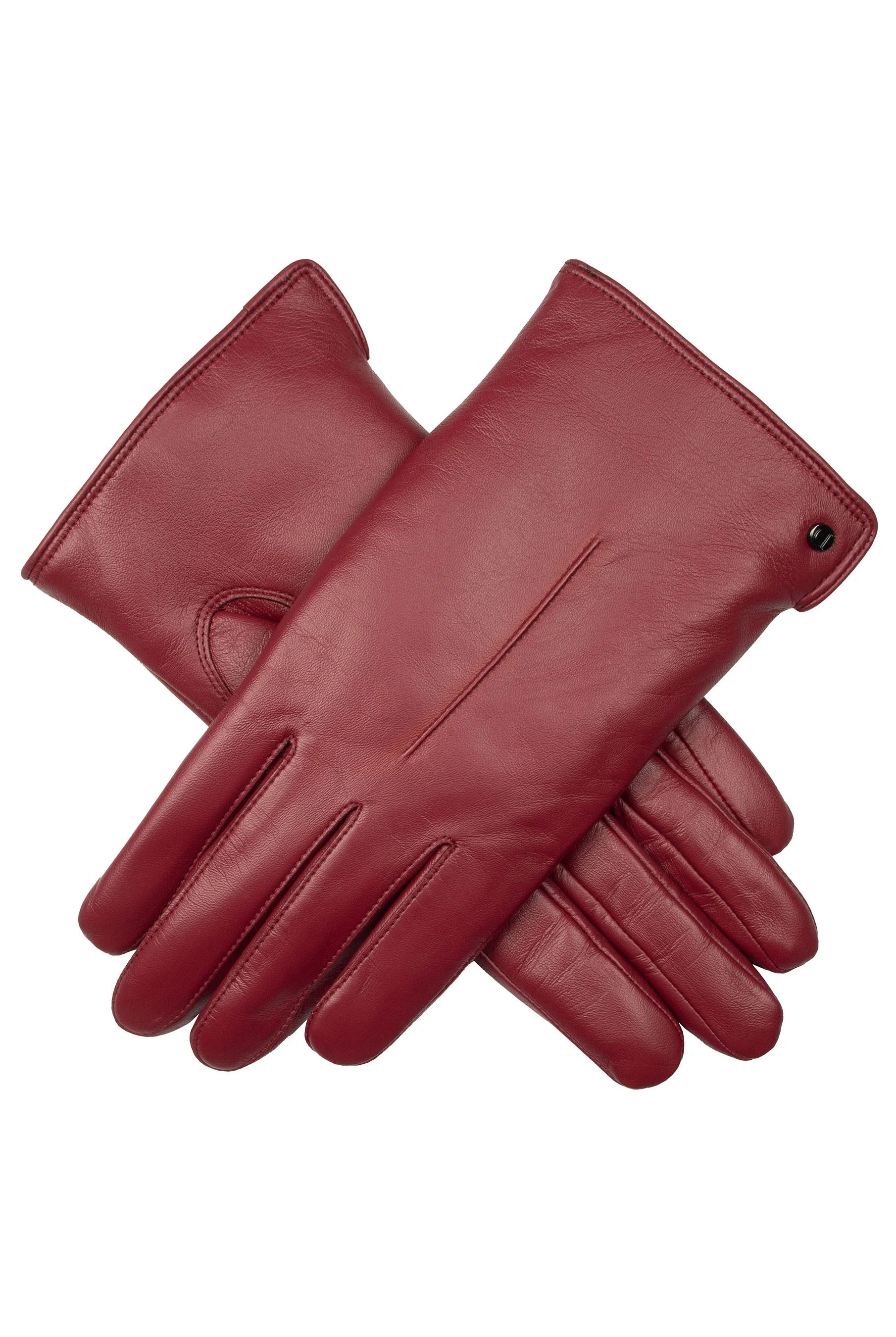 Dents Faux Fur-Lined Touchscreen Leather Gloves - Claret