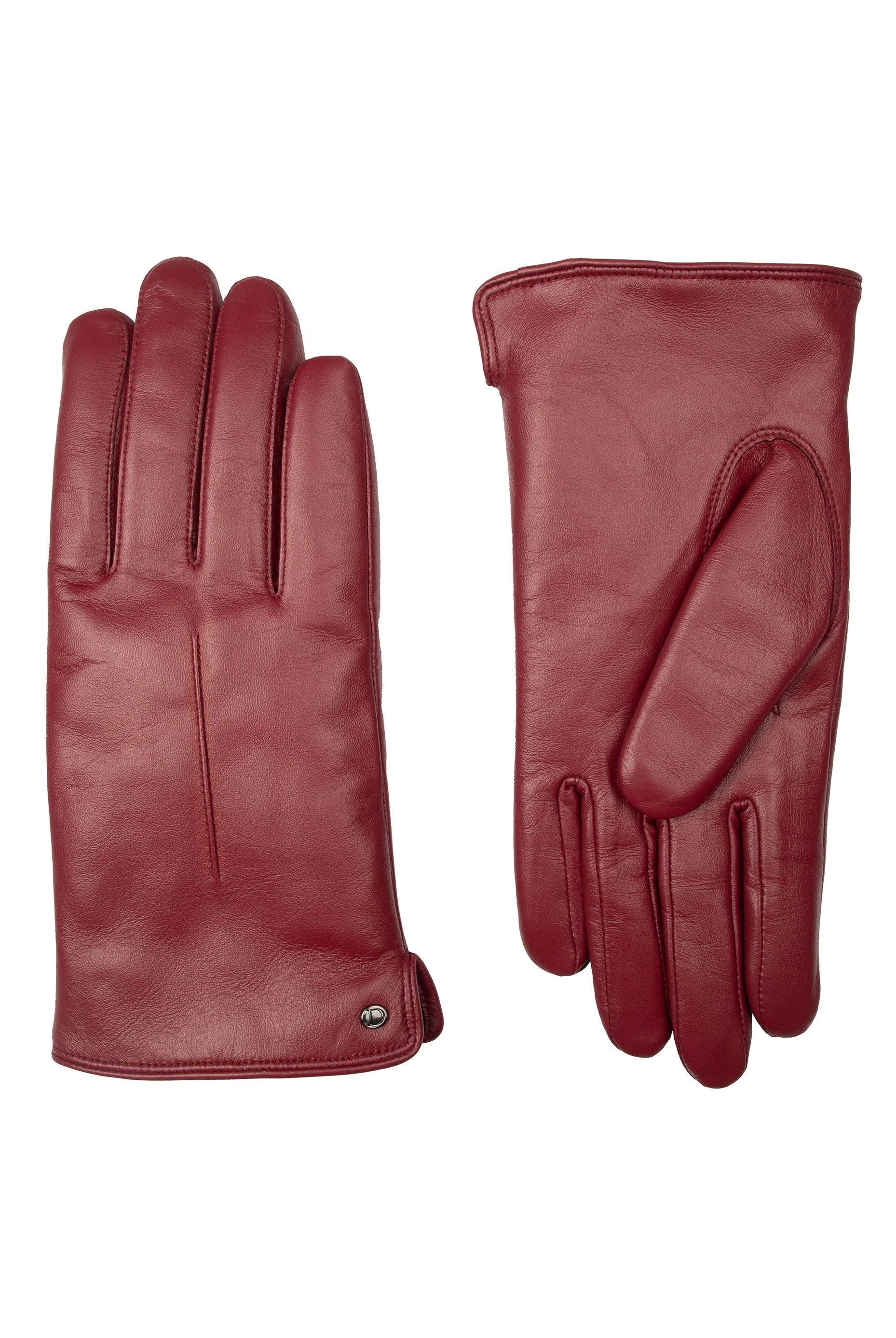 Dents Faux Fur-Lined Touchscreen Leather Gloves - Claret