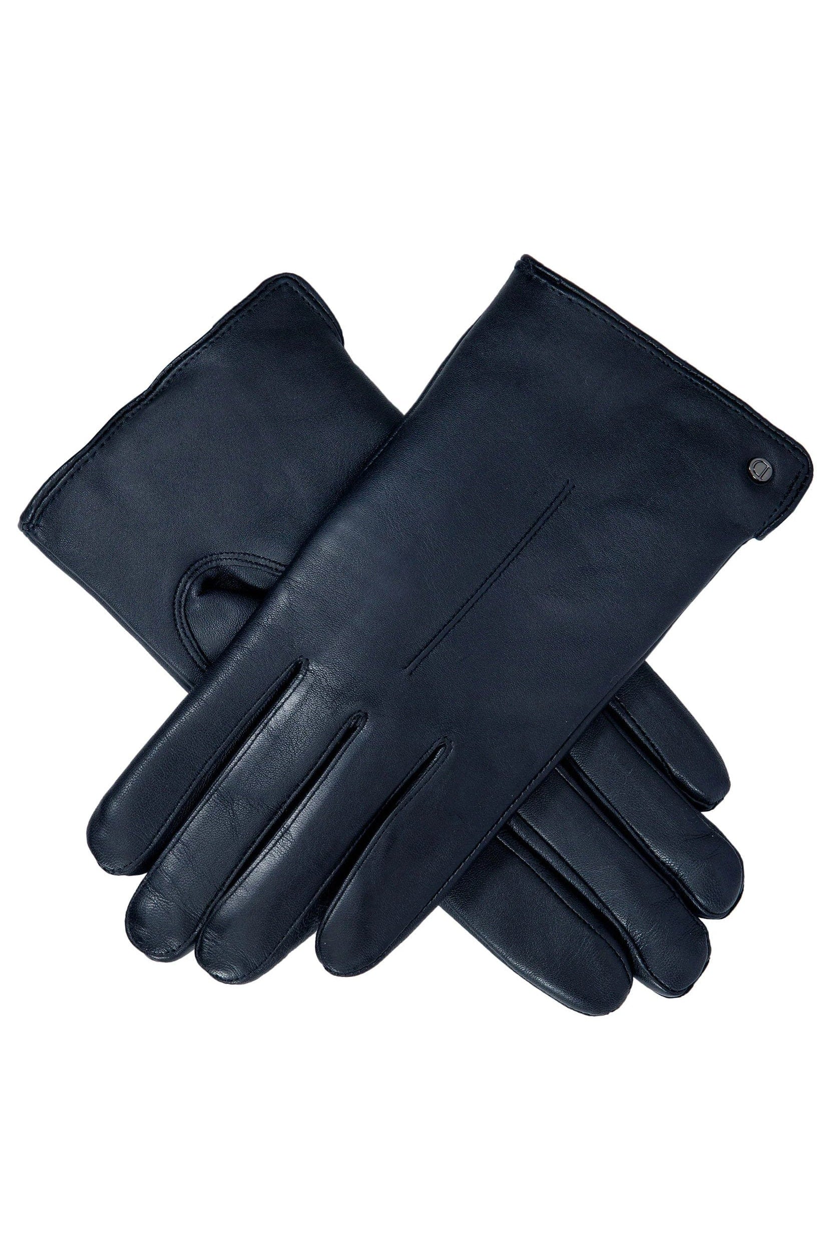Dents Faux Fur-Lined Touchscreen Leather Gloves - Navy