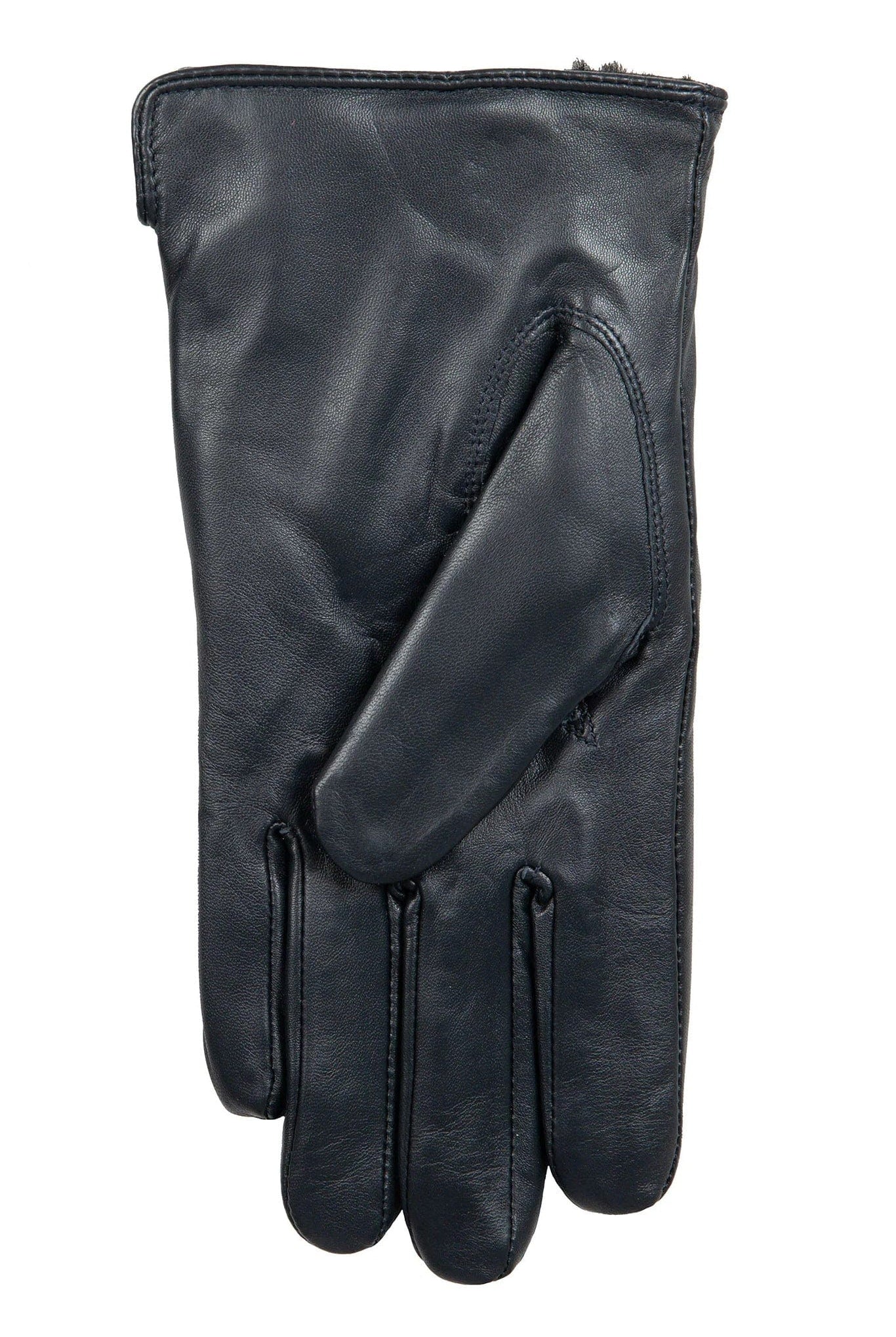 Dents Faux Fur-Lined Touchscreen Leather Gloves - Navy