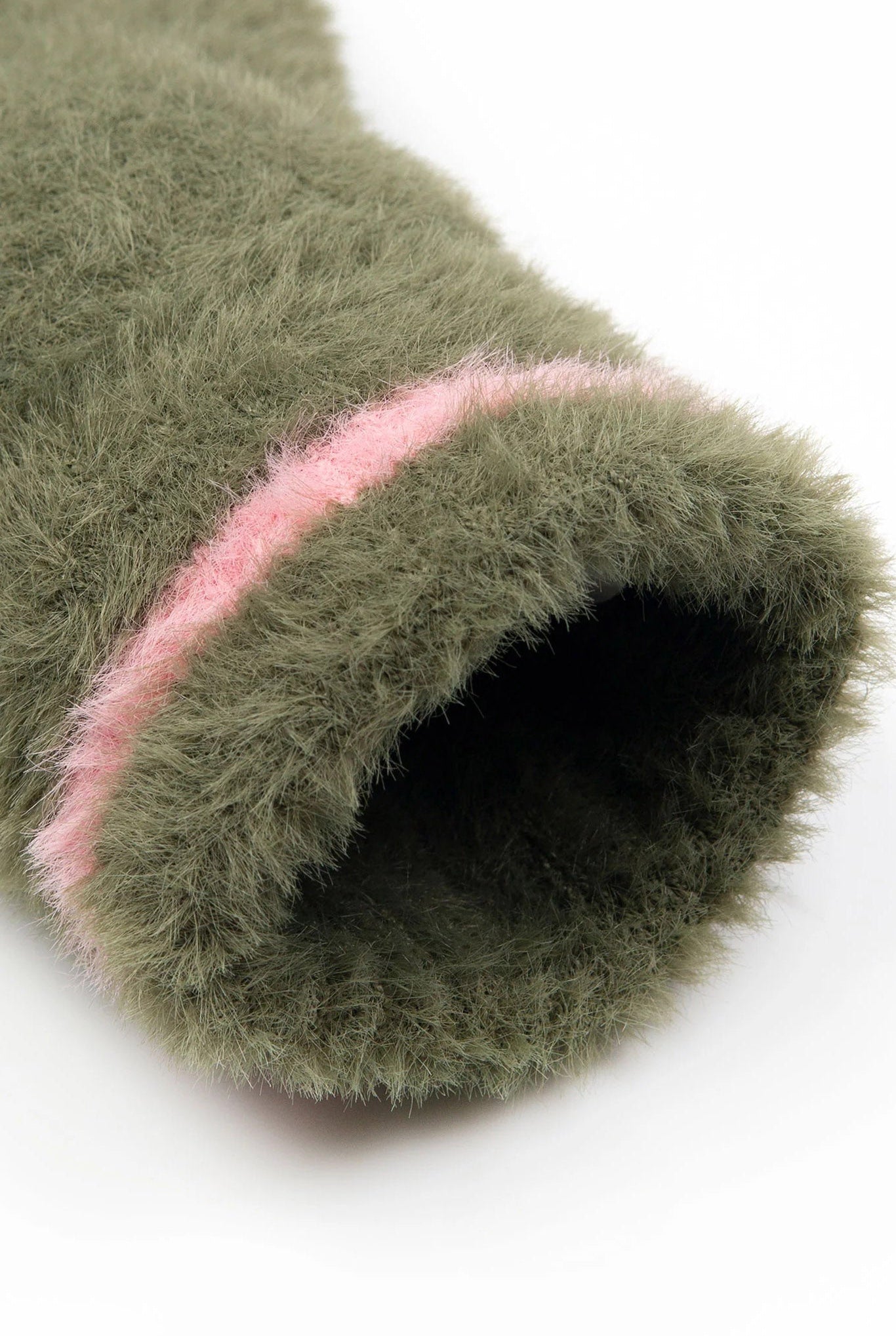 Dents Feather Yarn Supersoft Mittens - Olive/Pink 6-3294_OLIVE/PINK_OS