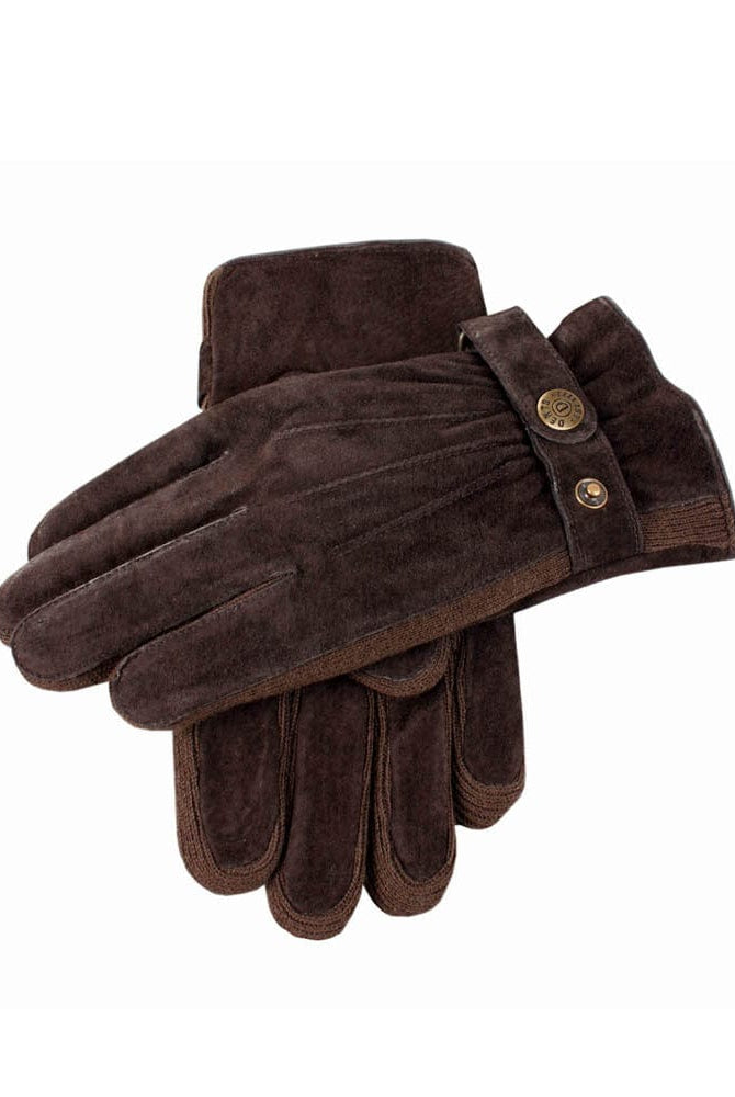 Dents Mens Chester Warm Outdoor Suede Gloves - Brown