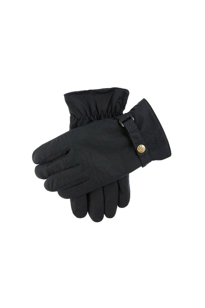 Dents Mens Exmoor Waxed Cotton Gloves - Navy