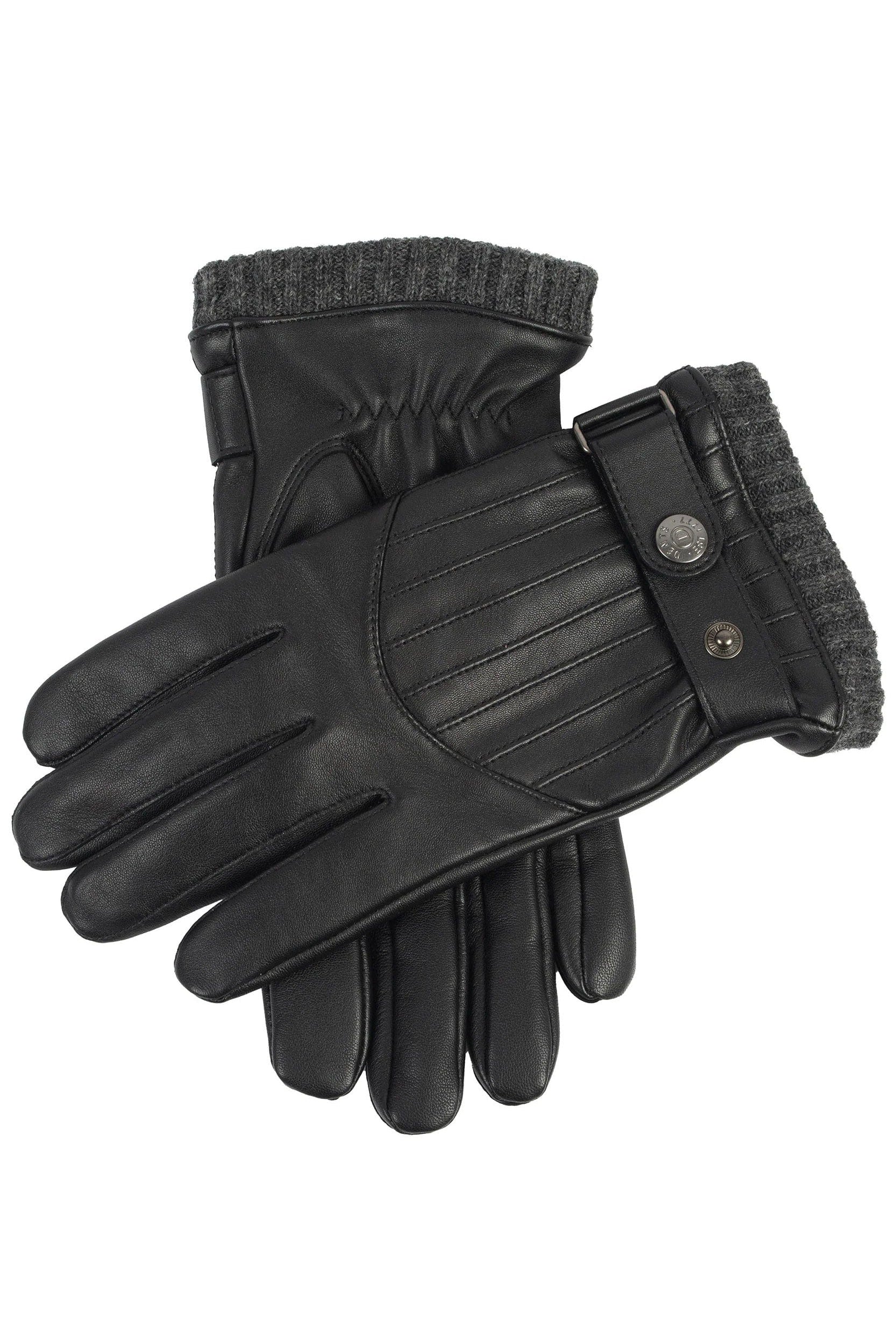 Dents Sherborne Leather Gloves with Stitch Detail - Black/Grey