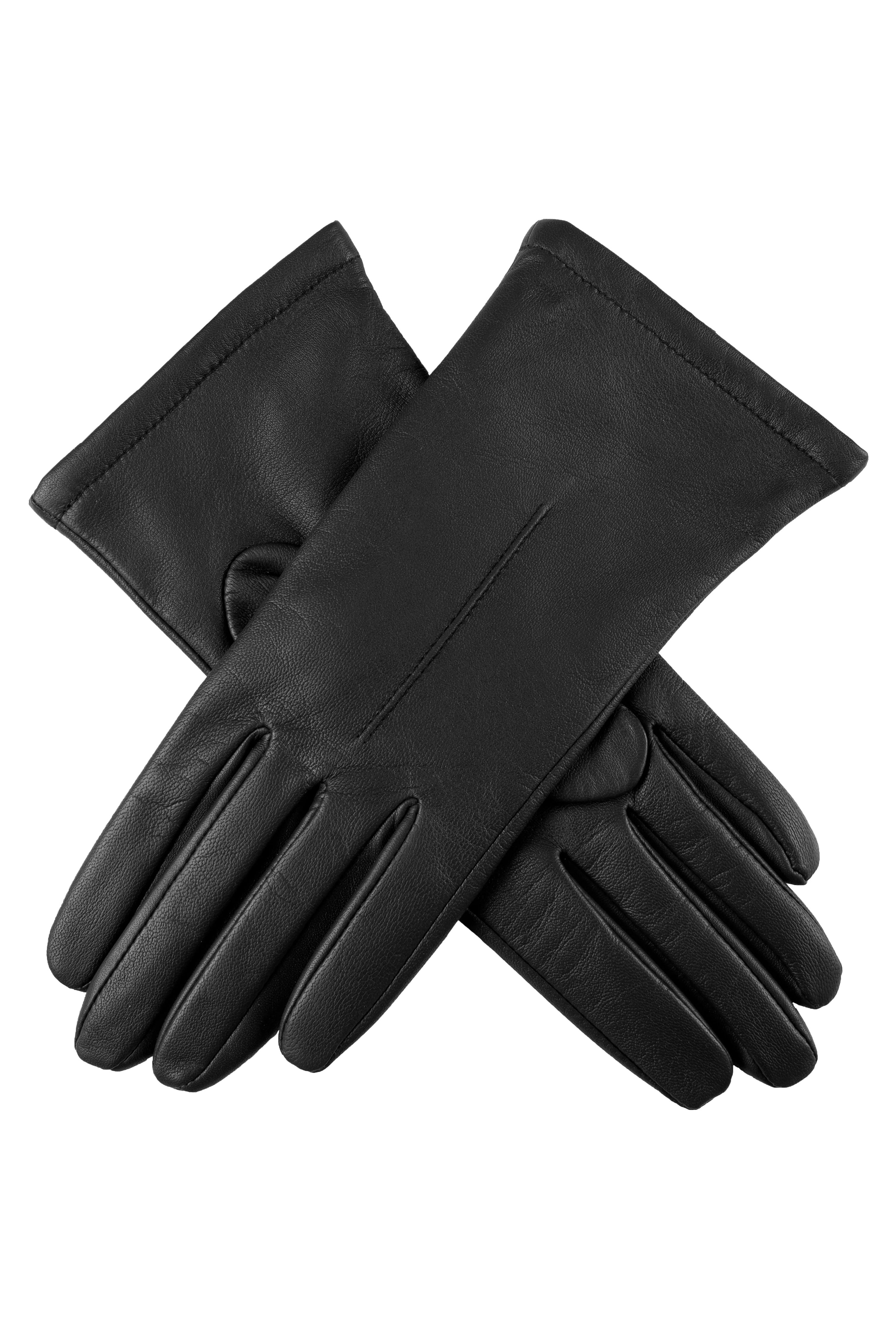 Dents Single Point Lined Leather Gloves - Black