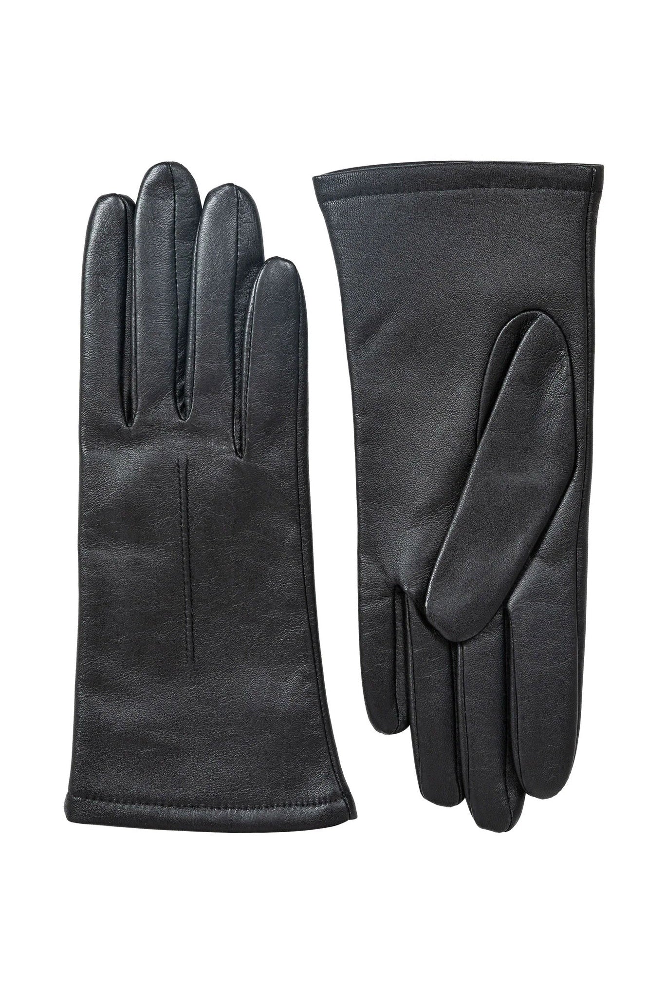 Dents Single Point Lined Leather Gloves - Black