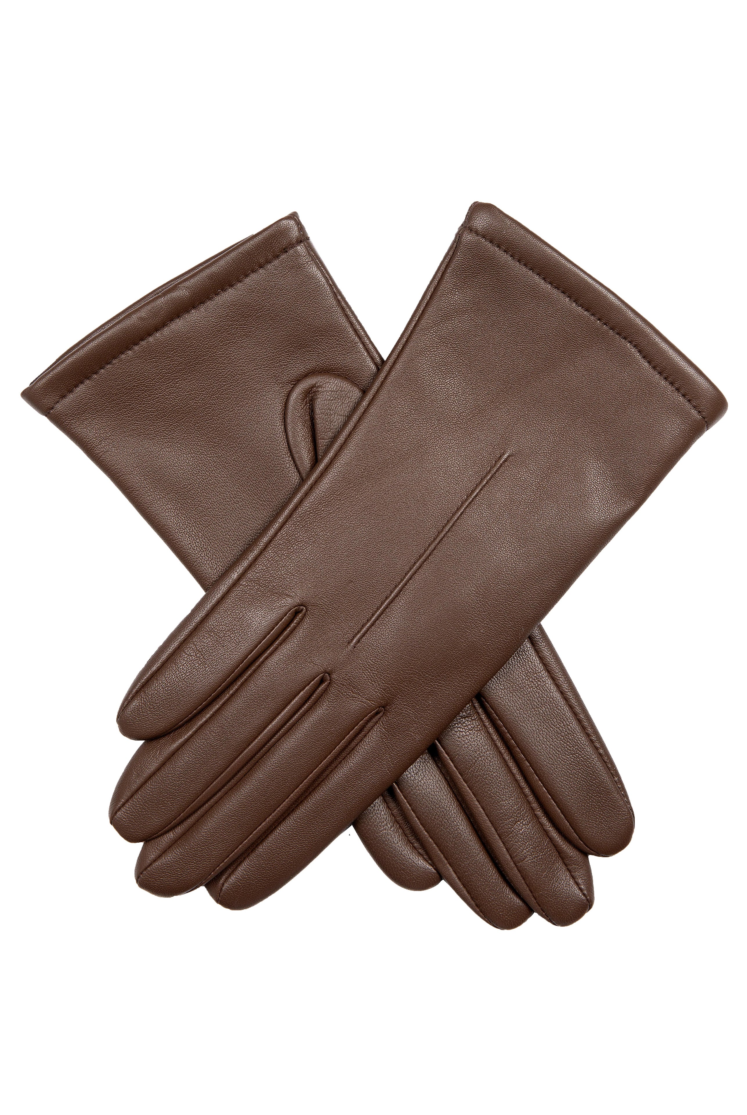 Dents Single Point Lined Leather Gloves - Chestnut
