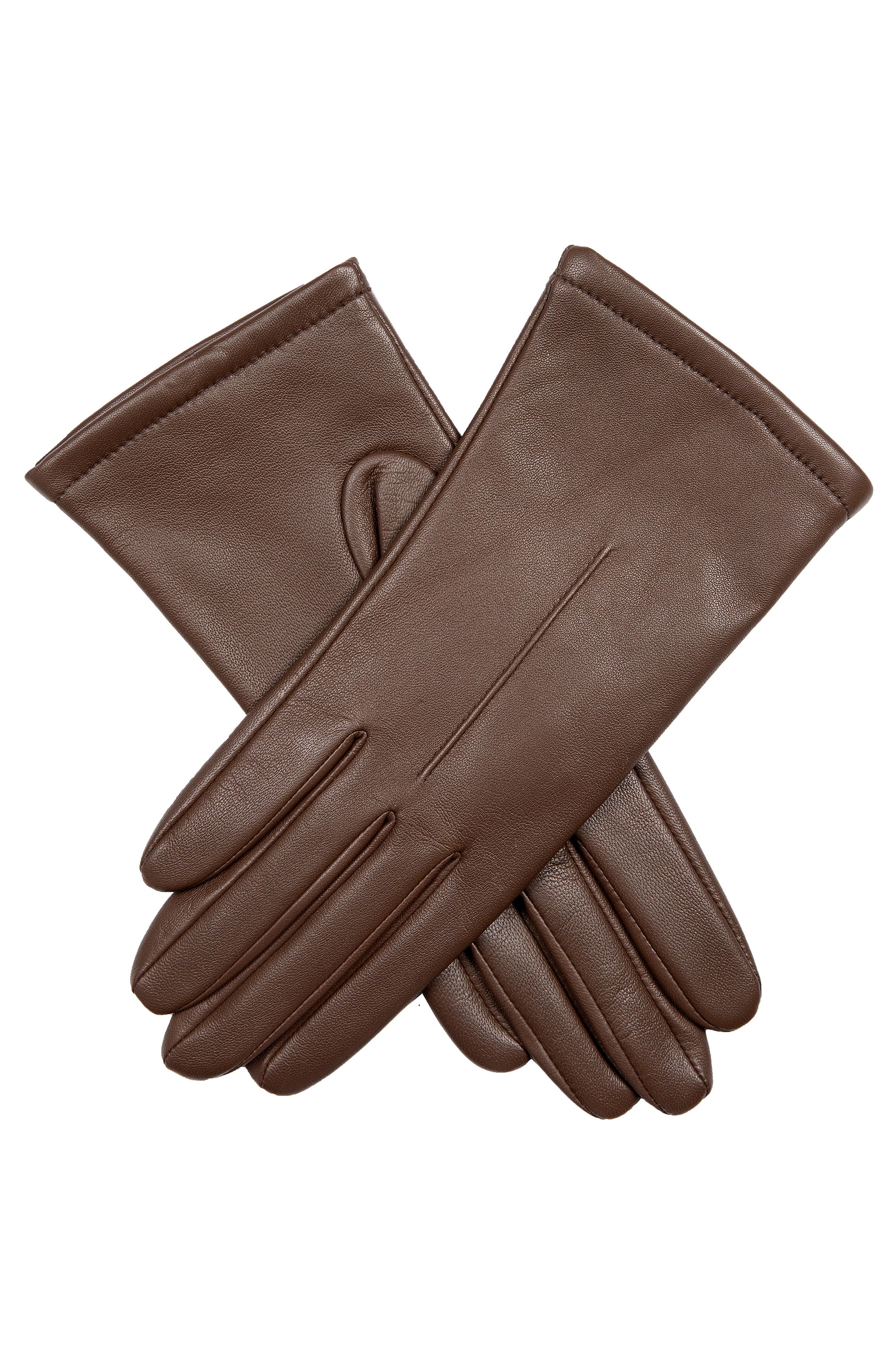 Dents Single Point Lined Leather Gloves - Chestnut