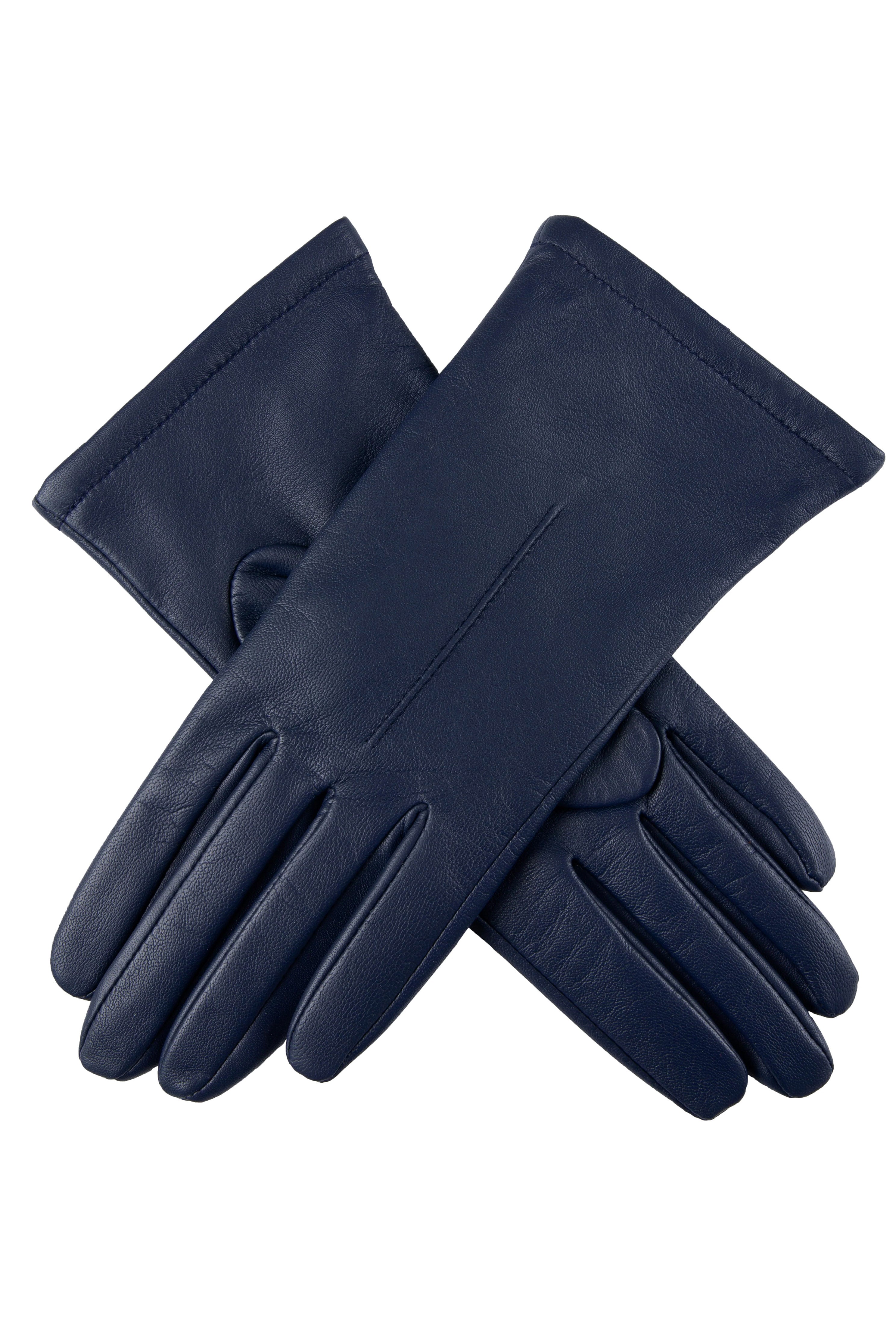 Dents Single Point Lined Leather Gloves - Navy