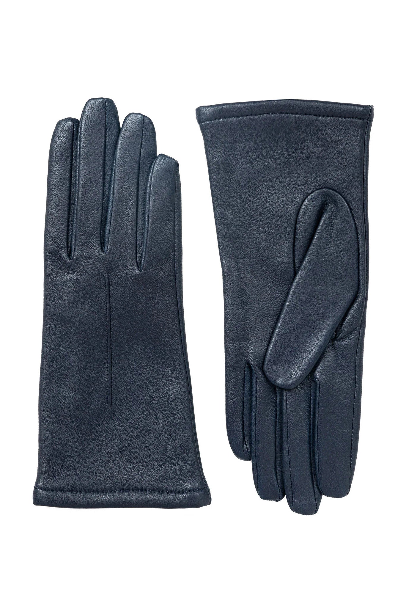 Dents Single Point Lined Leather Gloves - Navy