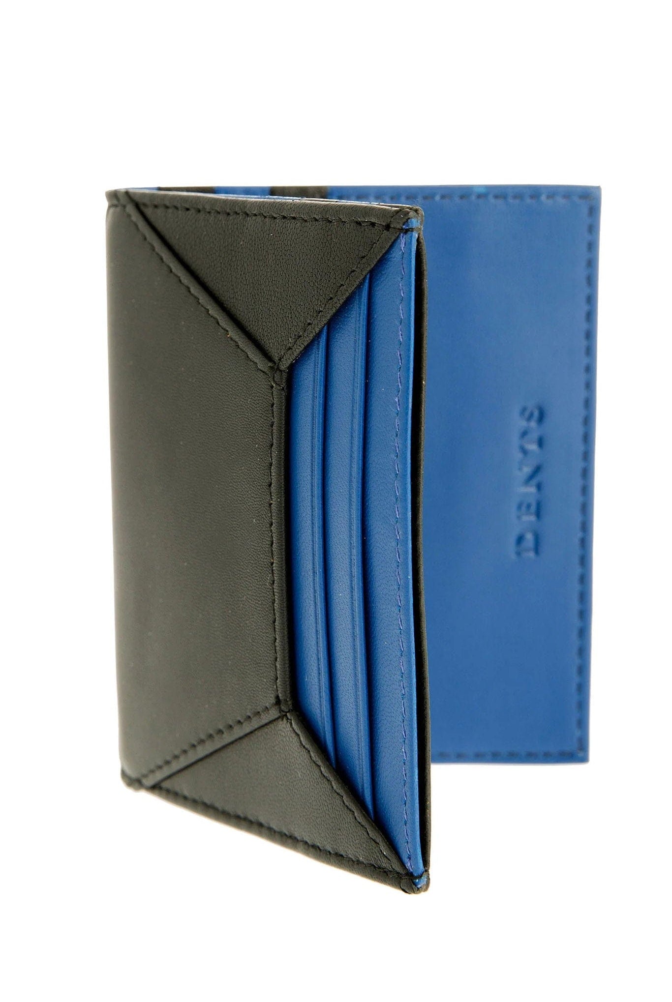 Dents Smooth Leather Card RFID Holder - Black/Royal Blue 23-5540_BLACKROYAL_OS