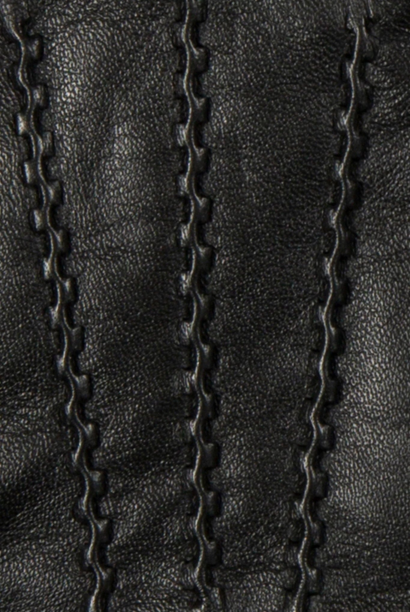 Dents Tamara Leather Glove with Knitted Cuffs - Black/Charcoal