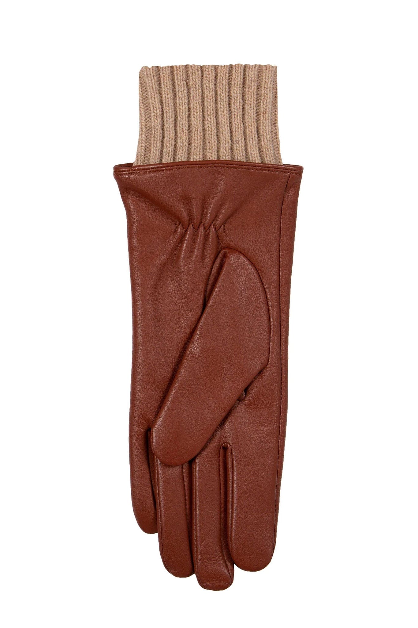 Dents Tamara Leather Glove with Knitted Cuffs - Cognac/Camel