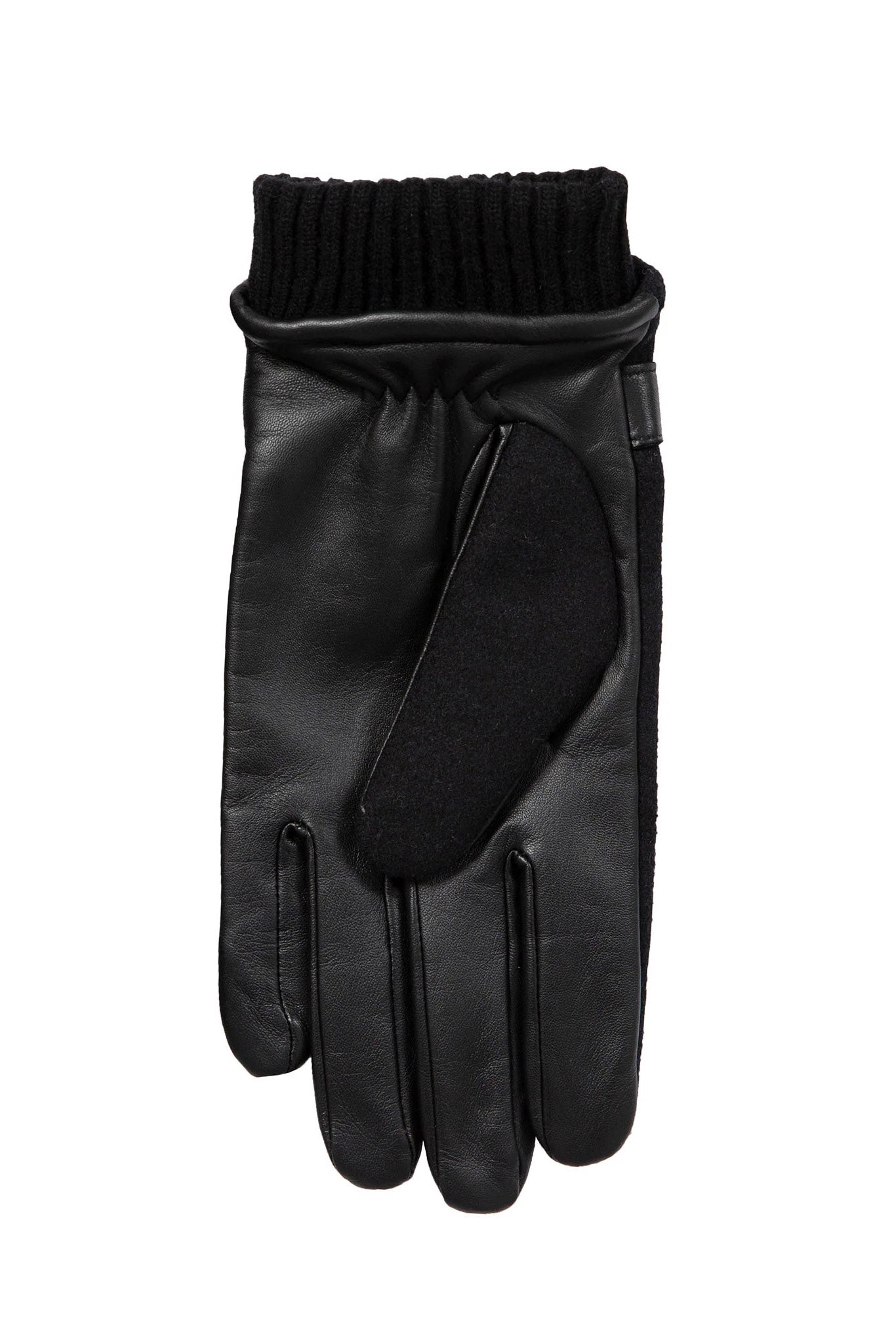 Dents Touchscreen Leather and Flannel Gloves - Black