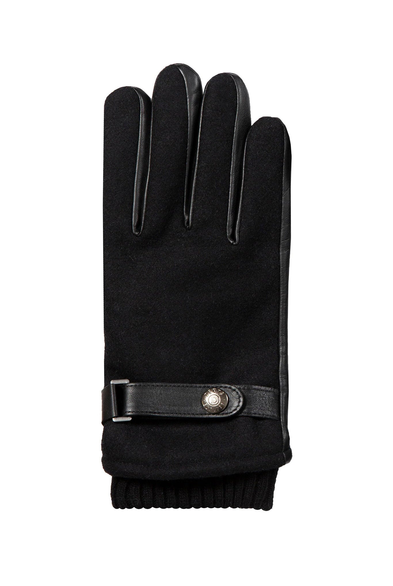 Dents Touchscreen Leather and Flannel Gloves - Black