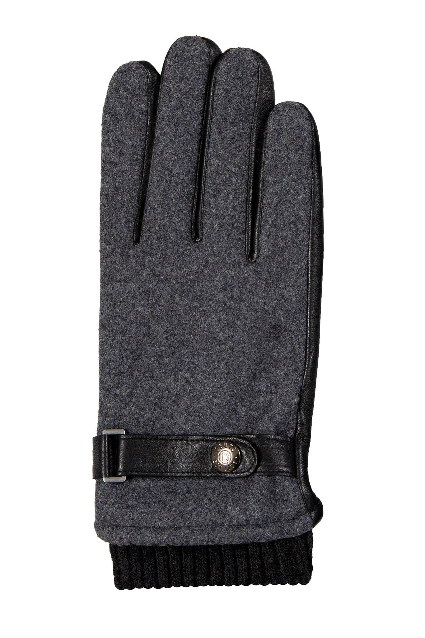 Dents Touchscreen Leather and Flannel Gloves - Charcoal