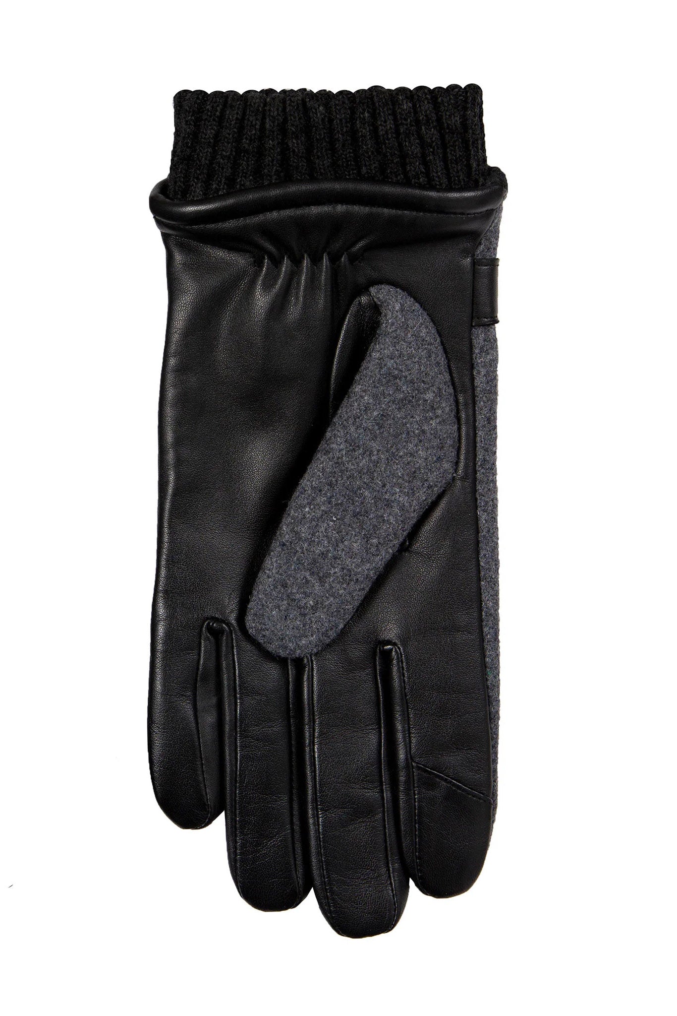 Dents Touchscreen Leather and Flannel Gloves - Charcoal