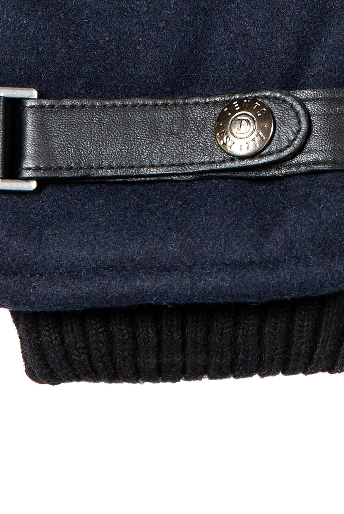 Dents Touchscreen Leather and Flannel Gloves - Navy