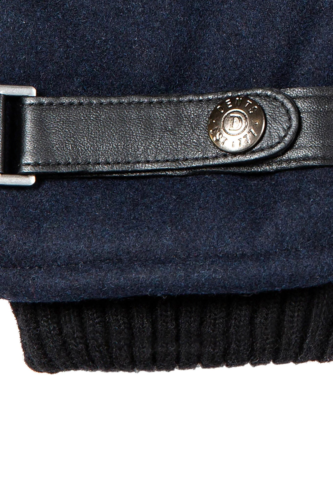 Dents Touchscreen Leather and Flannel Gloves - Navy