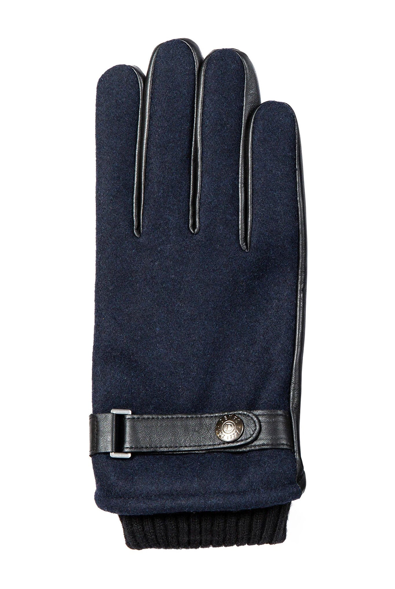 Dents Touchscreen Leather and Flannel Gloves - Navy