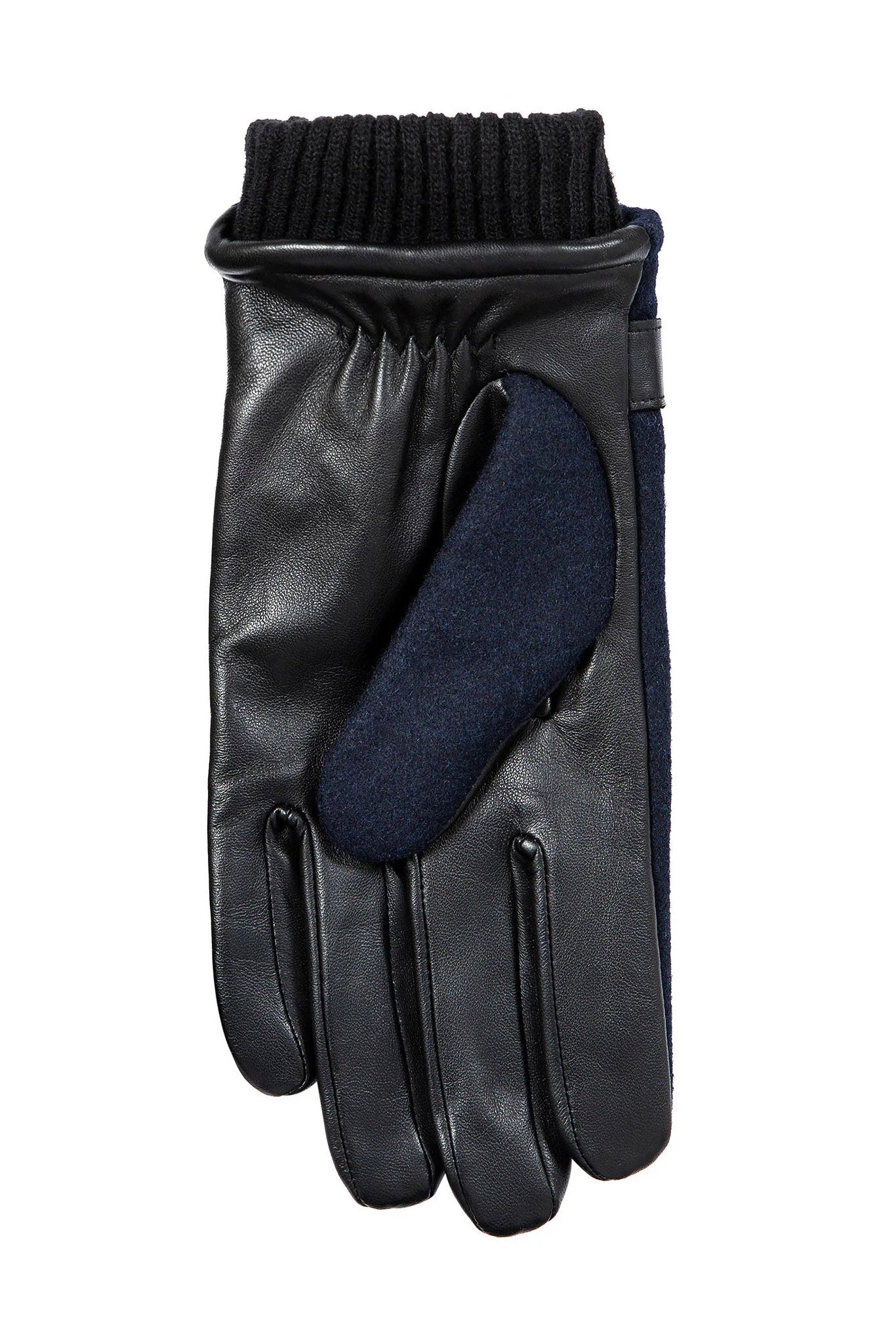 Dents Touchscreen Leather and Flannel Gloves - Navy