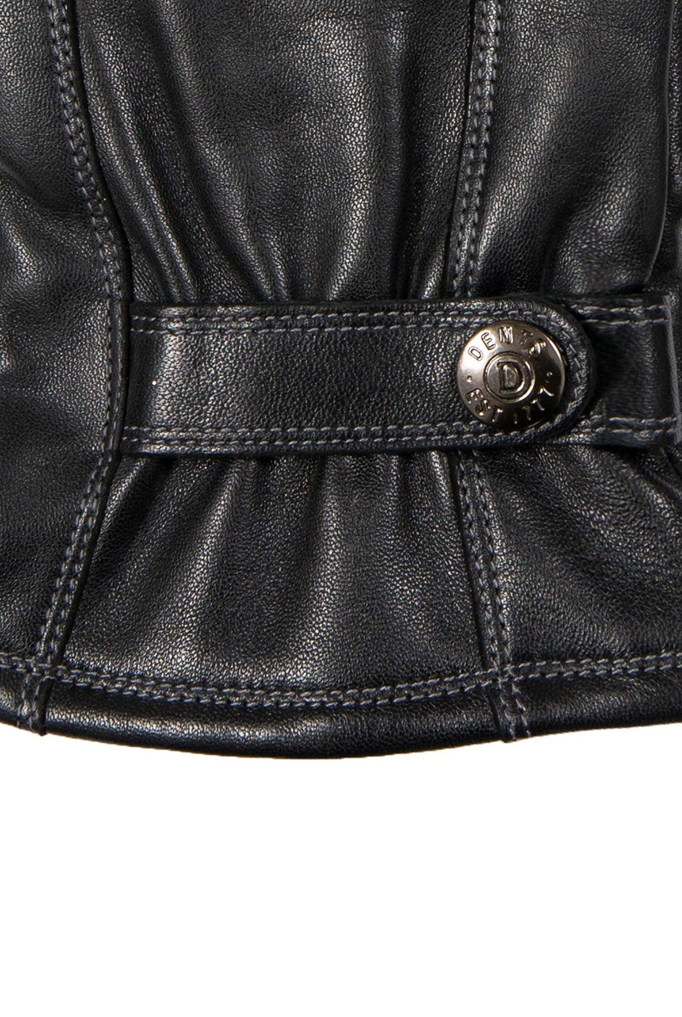 Dents Touchscreen Leather Gloves with Contrast Stitching - Black