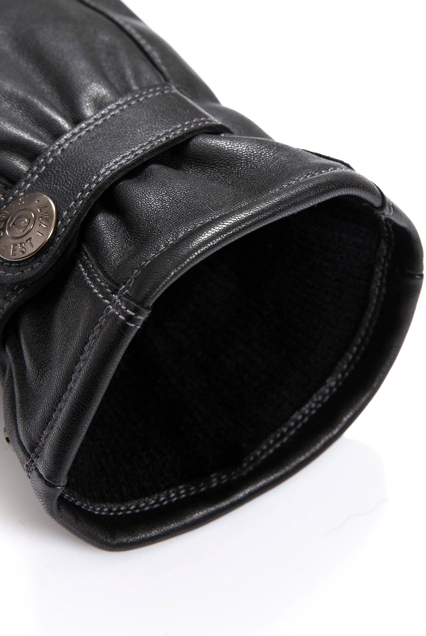 Dents Touchscreen Leather Gloves with Contrast Stitching - Black