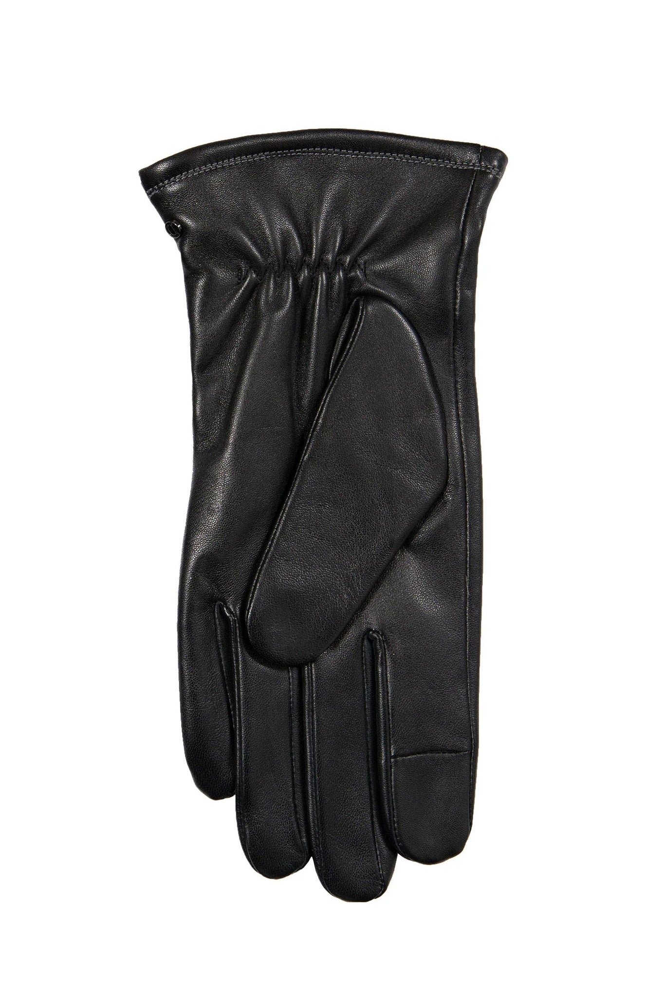 Dents Touchscreen Leather Gloves with Contrast Stitching - Black