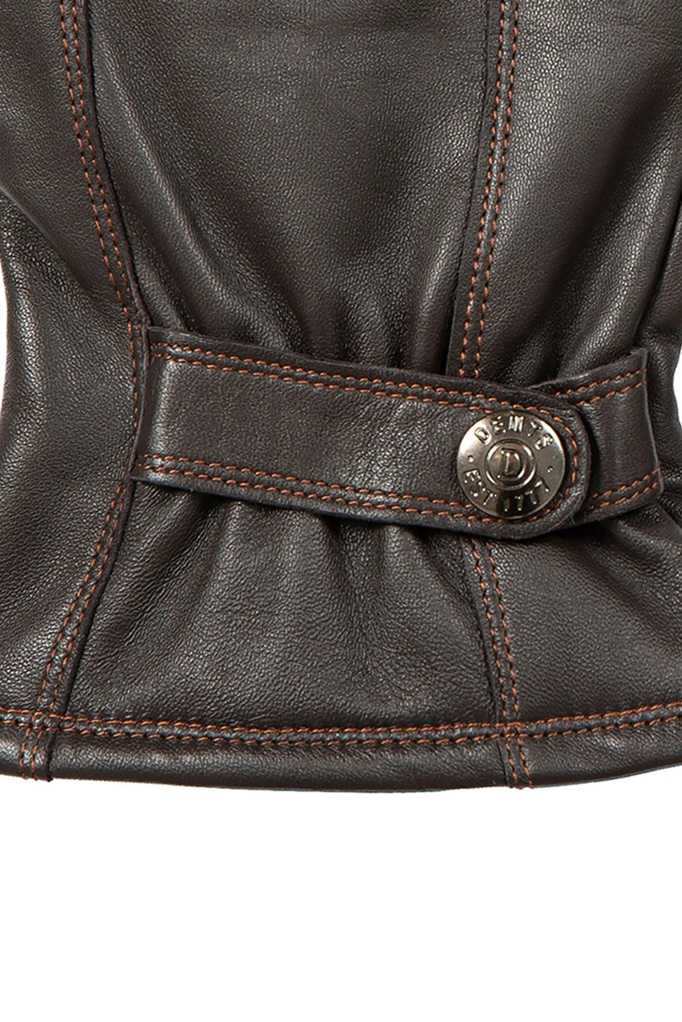 Dents Touchscreen Leather Gloves with Contrast Stitching - Brown