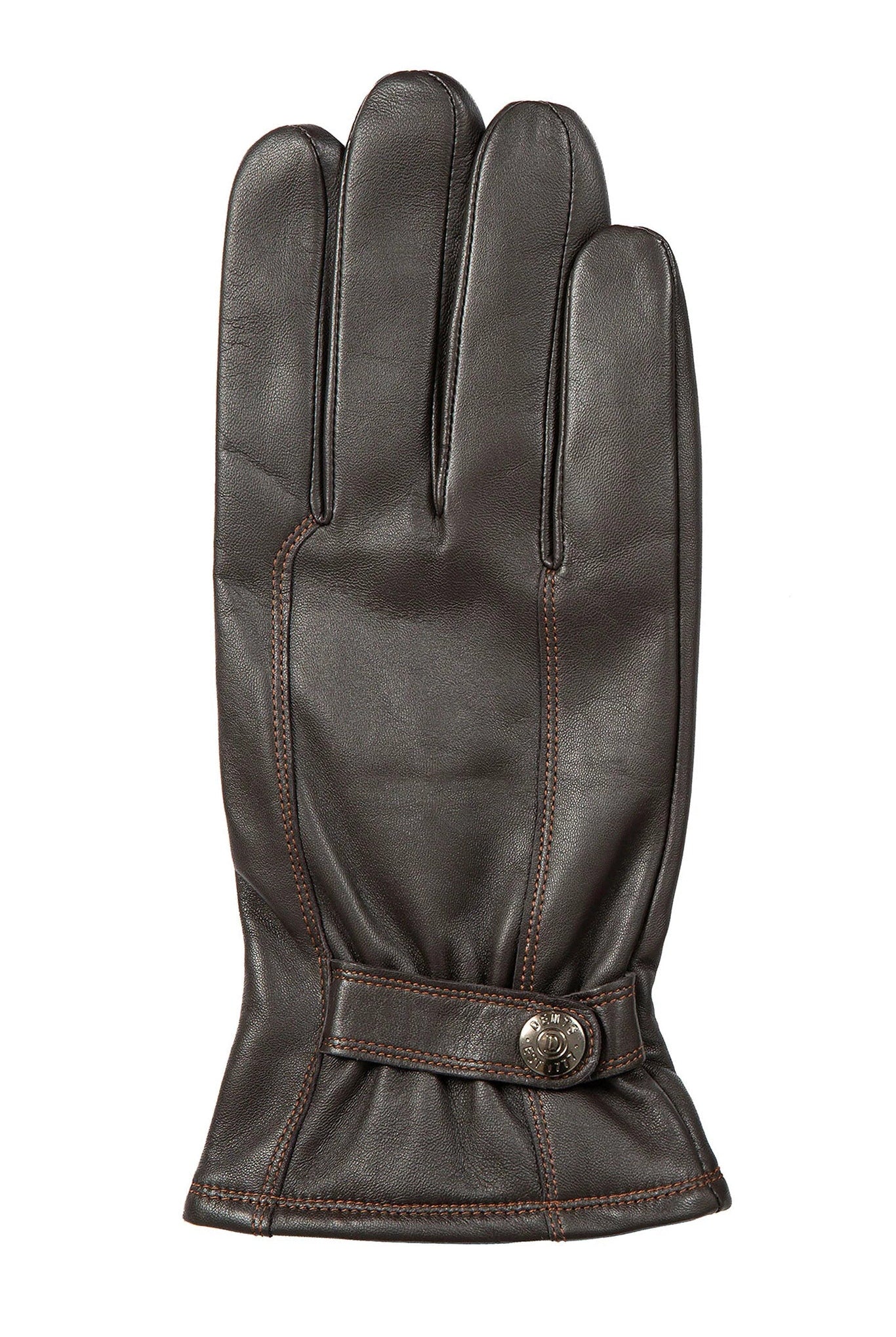 Dents Touchscreen Leather Gloves with Contrast Stitching - Brown