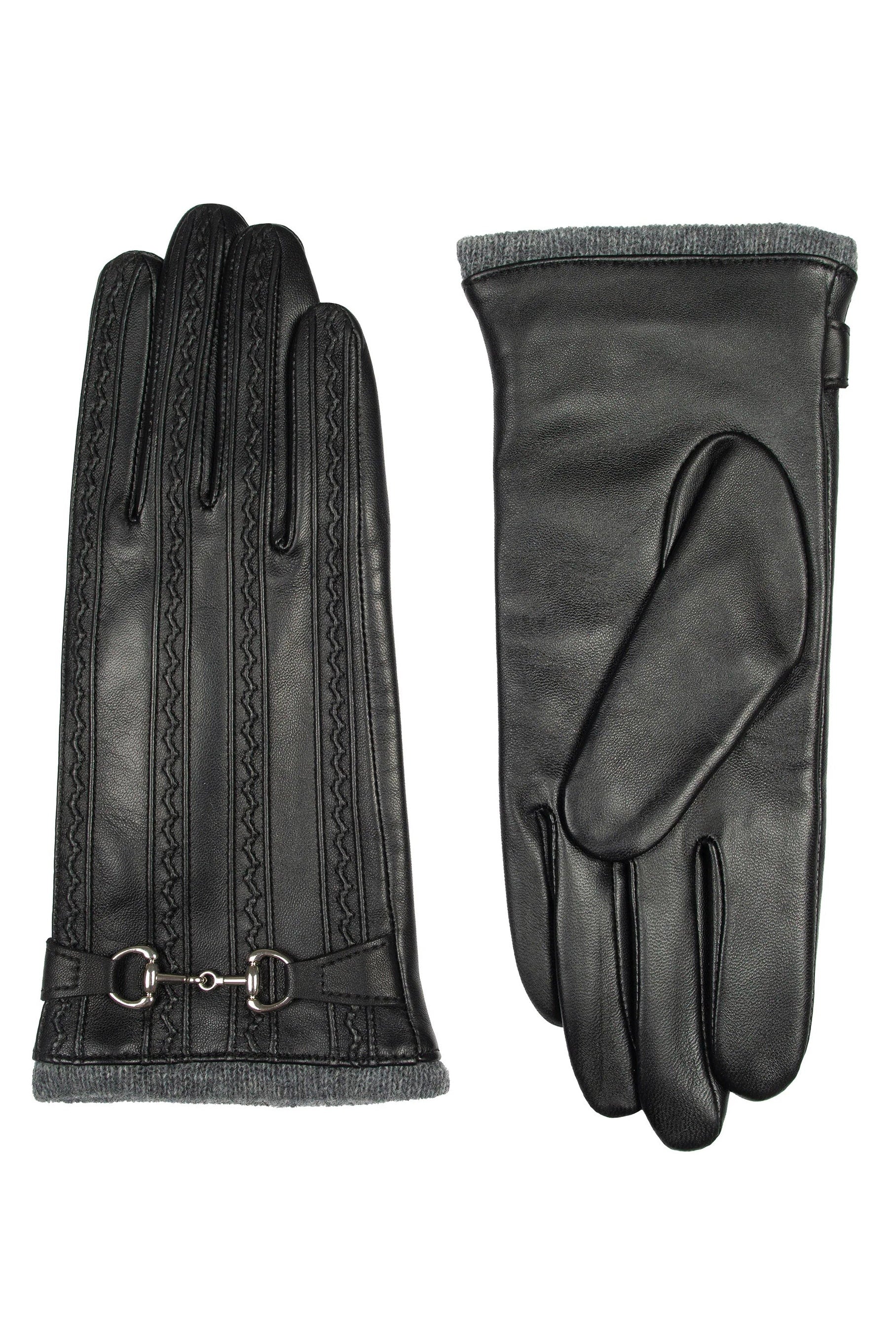 Dents Touchscreen Water-Resistant Wool Lined Leather Gloves - Black