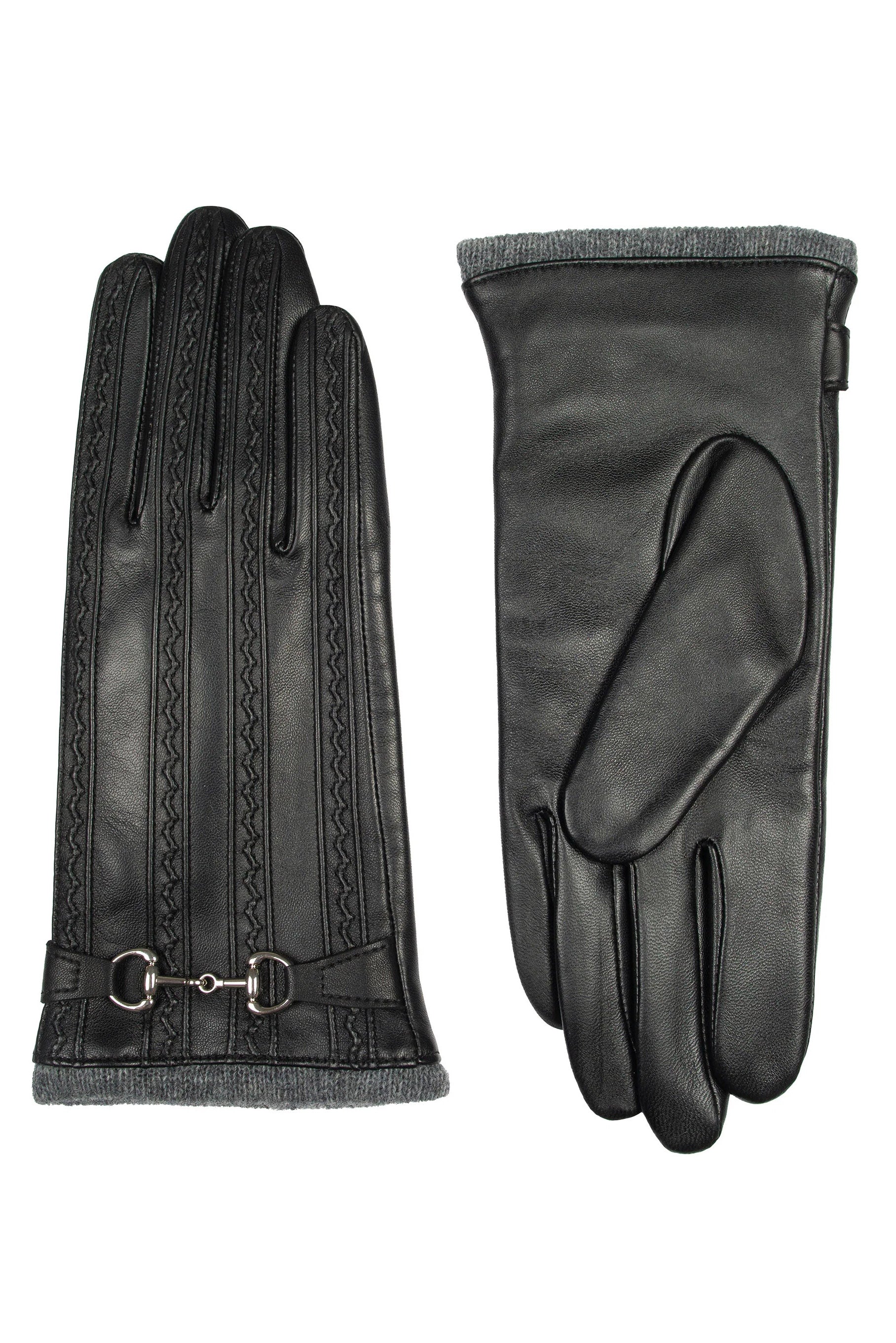 Dents Touchscreen Water-Resistant Wool Lined Leather Gloves - Black