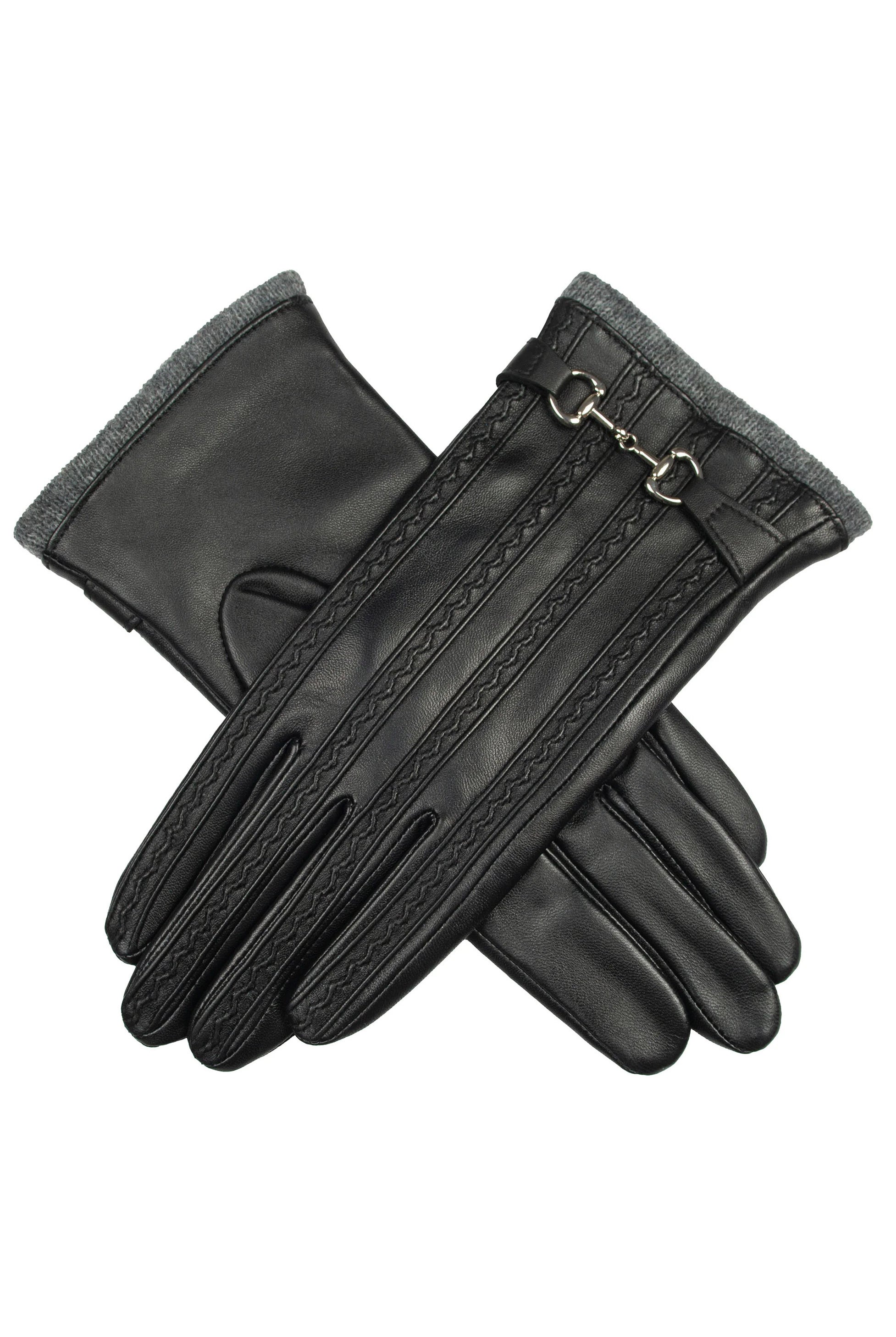 Dents Touchscreen Water-Resistant Wool Lined Leather Gloves - Black