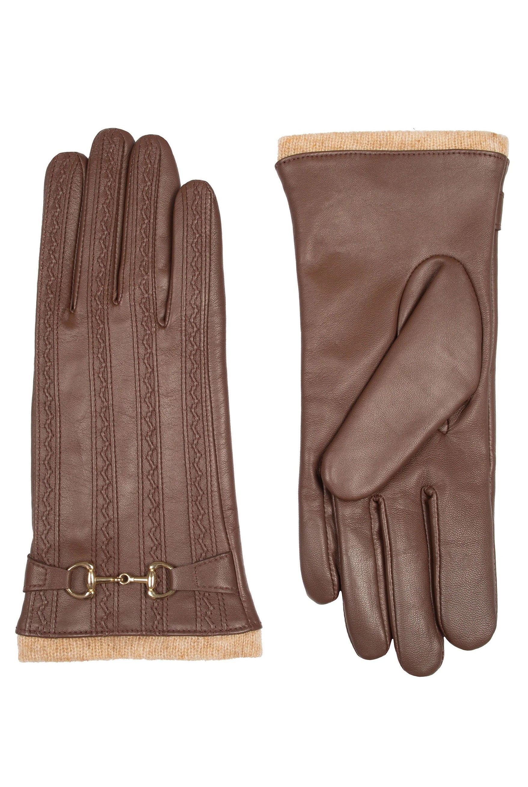 Dents Touchscreen Water-Resistant Wool Lined Leather Gloves - Chestnut