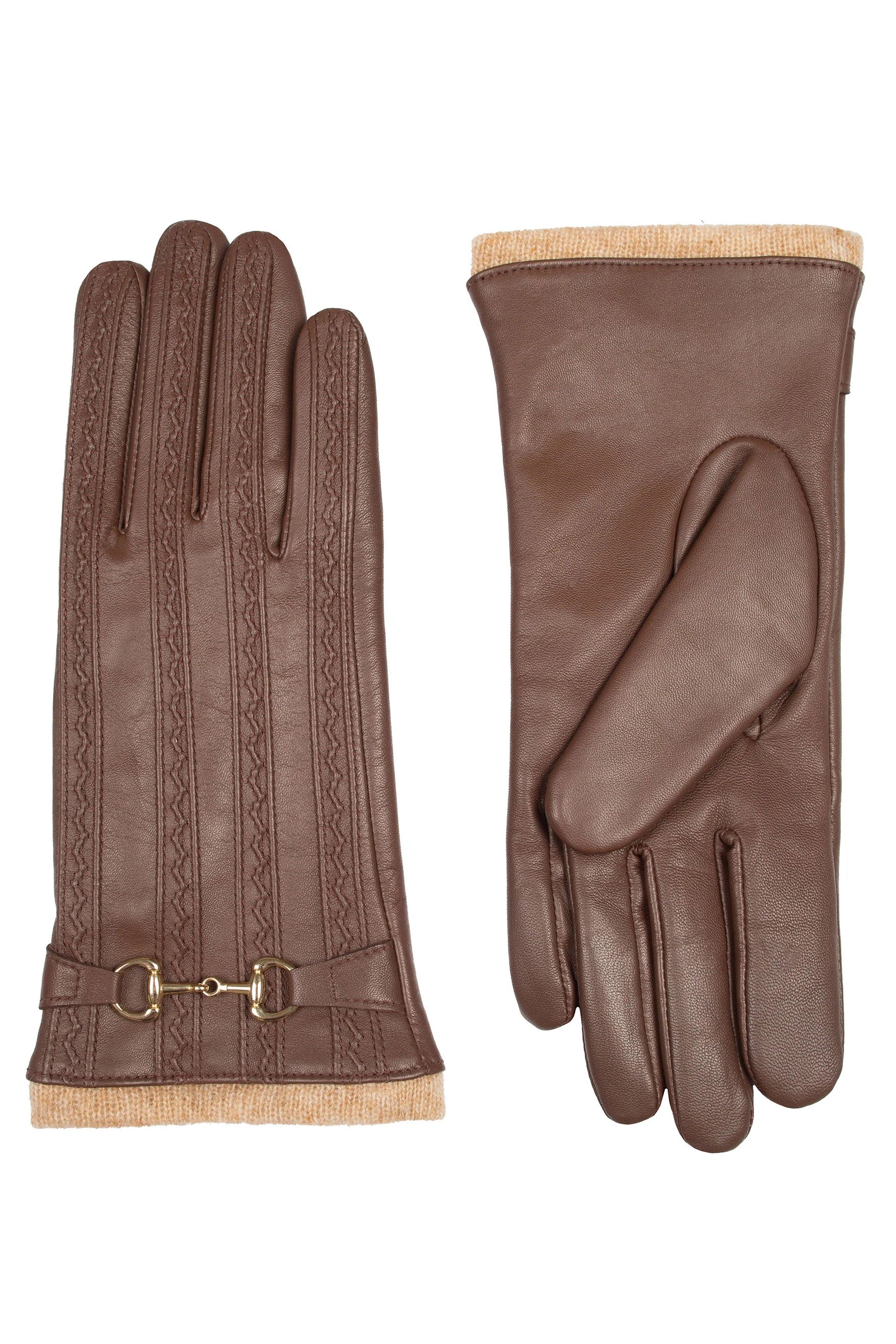 Dents Touchscreen Water-Resistant Wool Lined Leather Gloves - Chestnut