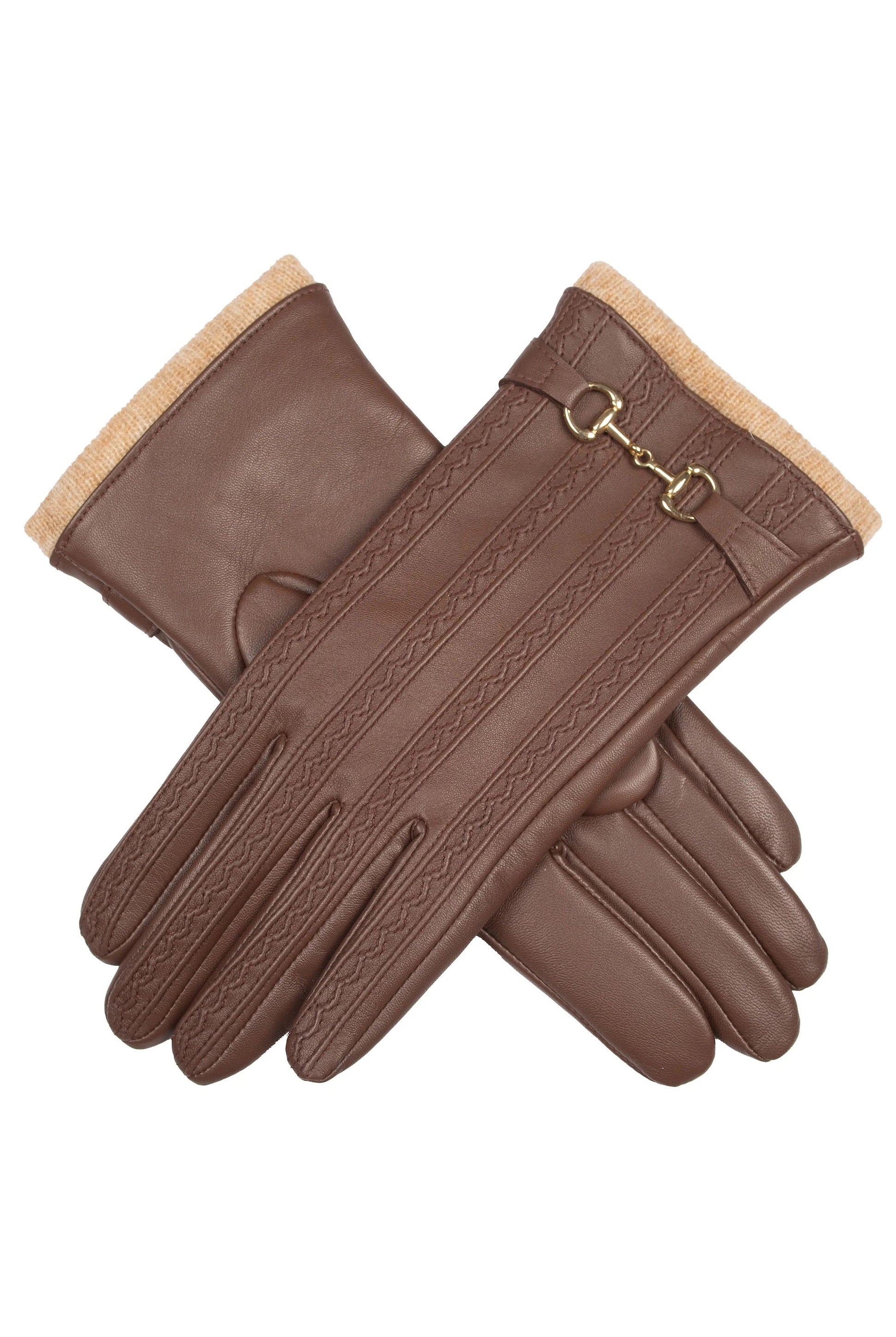 Dents Touchscreen Water-Resistant Wool Lined Leather Gloves - Chestnut