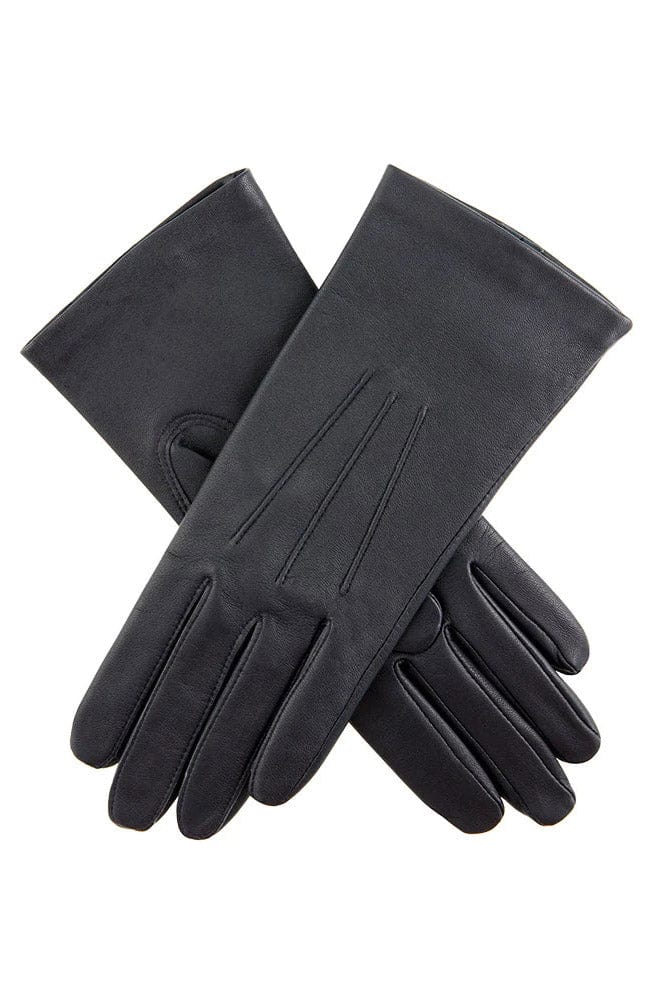Dents Womens Elizabeth Leather Silk Lined Gloves - Navy