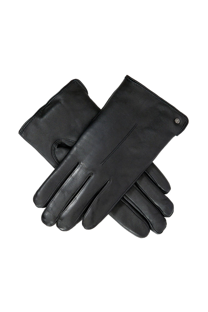Dents Womens Faux Fur-Lined Touchscreen Leather Gloves - Black