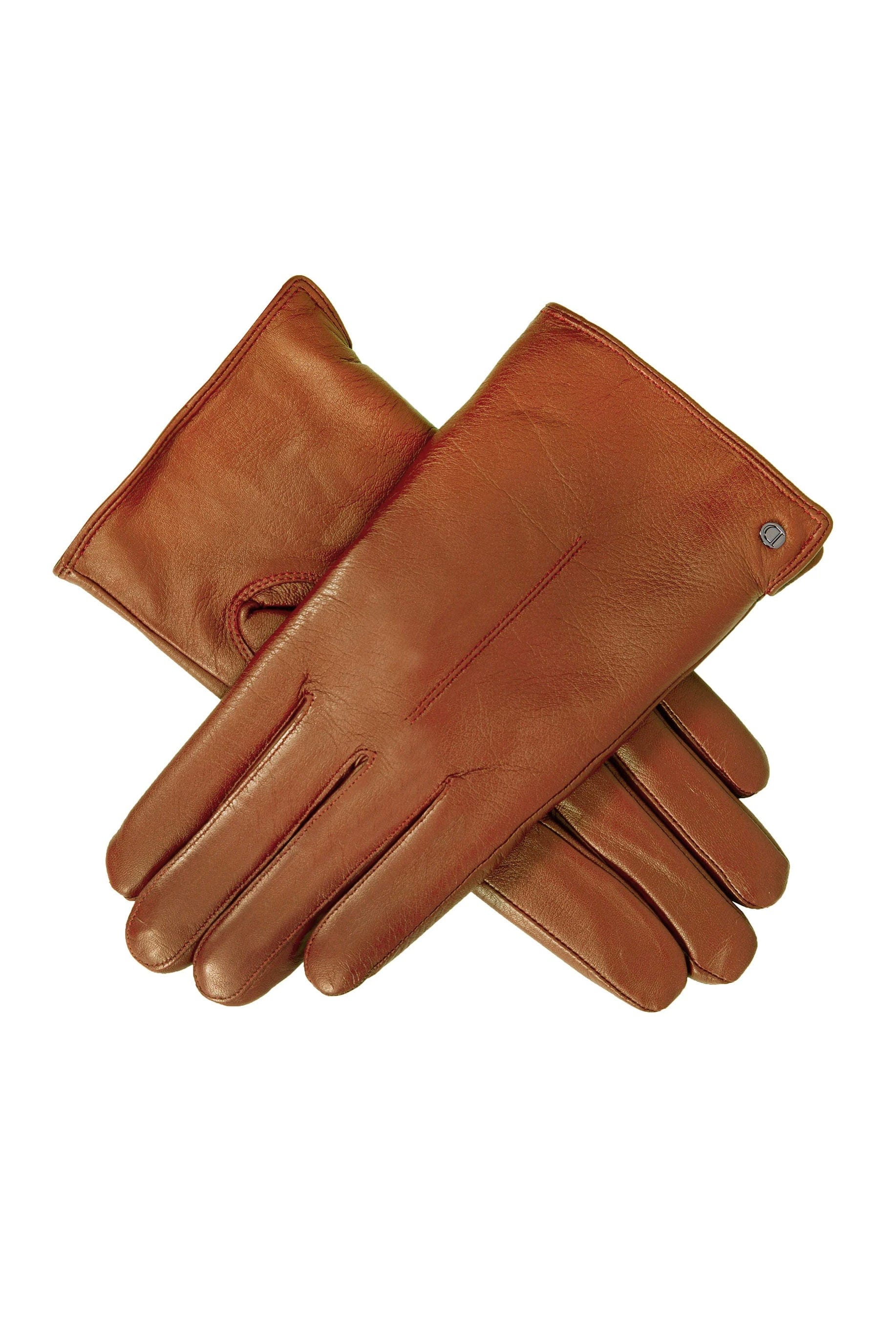 Dents Womens Faux Fur-Lined Touchscreen Leather Gloves - Cognac