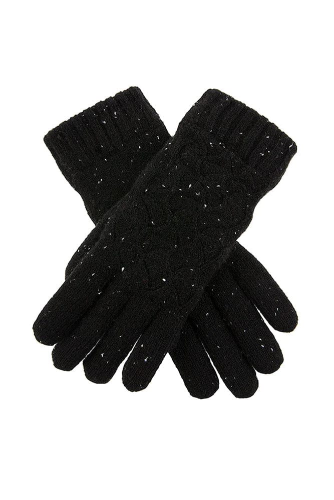 Dents Womens Lace Knit Marl Gloves - Black 6-3231_BLACK_OS