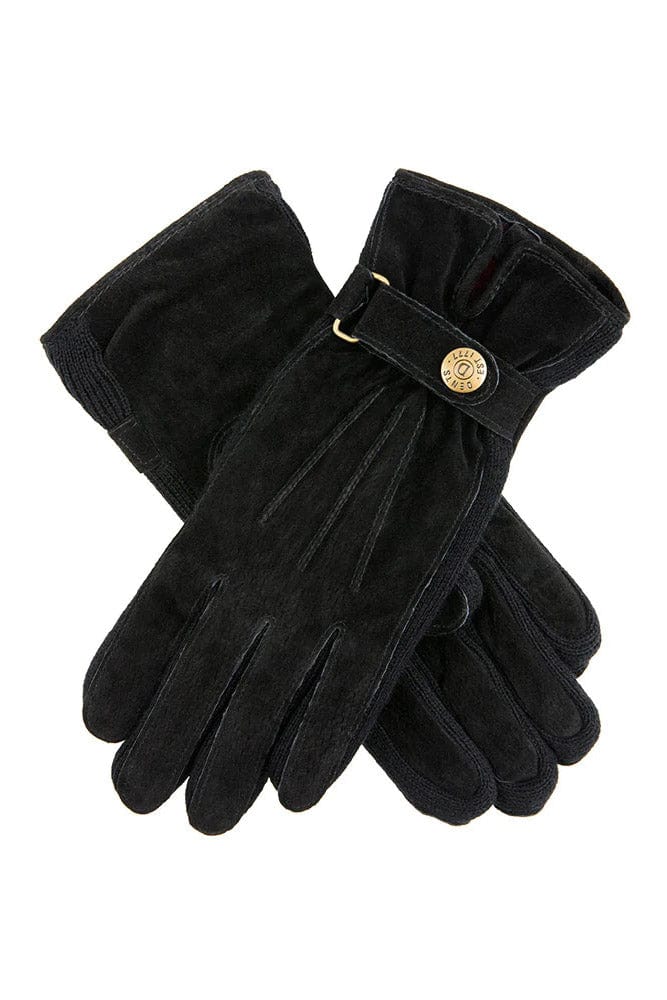 Dents Womens Laura Suede Gloves With Strap Detail - Black