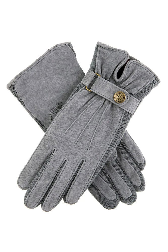 Dents Womens Laura Suede Gloves With Strap Detail - Charcoal