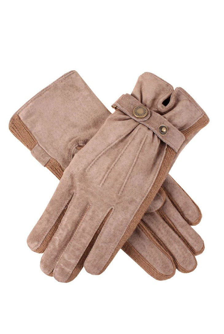 Dents Womens Laura Suede Gloves With Strap Detail - Oatmeal