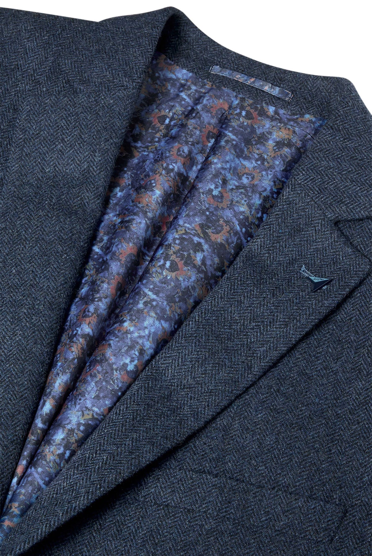 Douglas & Grahame Drifter Bordeaux Wool Herringbone Jacket - Dark Blue