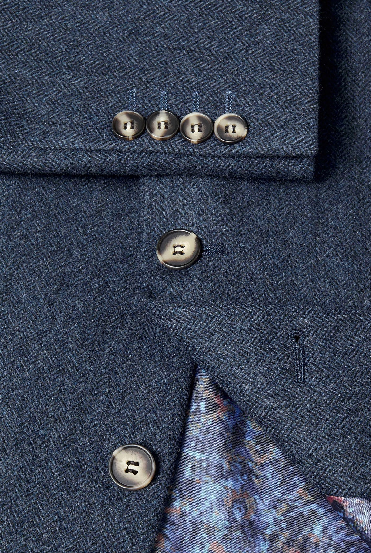 Douglas & Grahame Drifter Bordeaux Wool Herringbone Jacket - Dark Blue