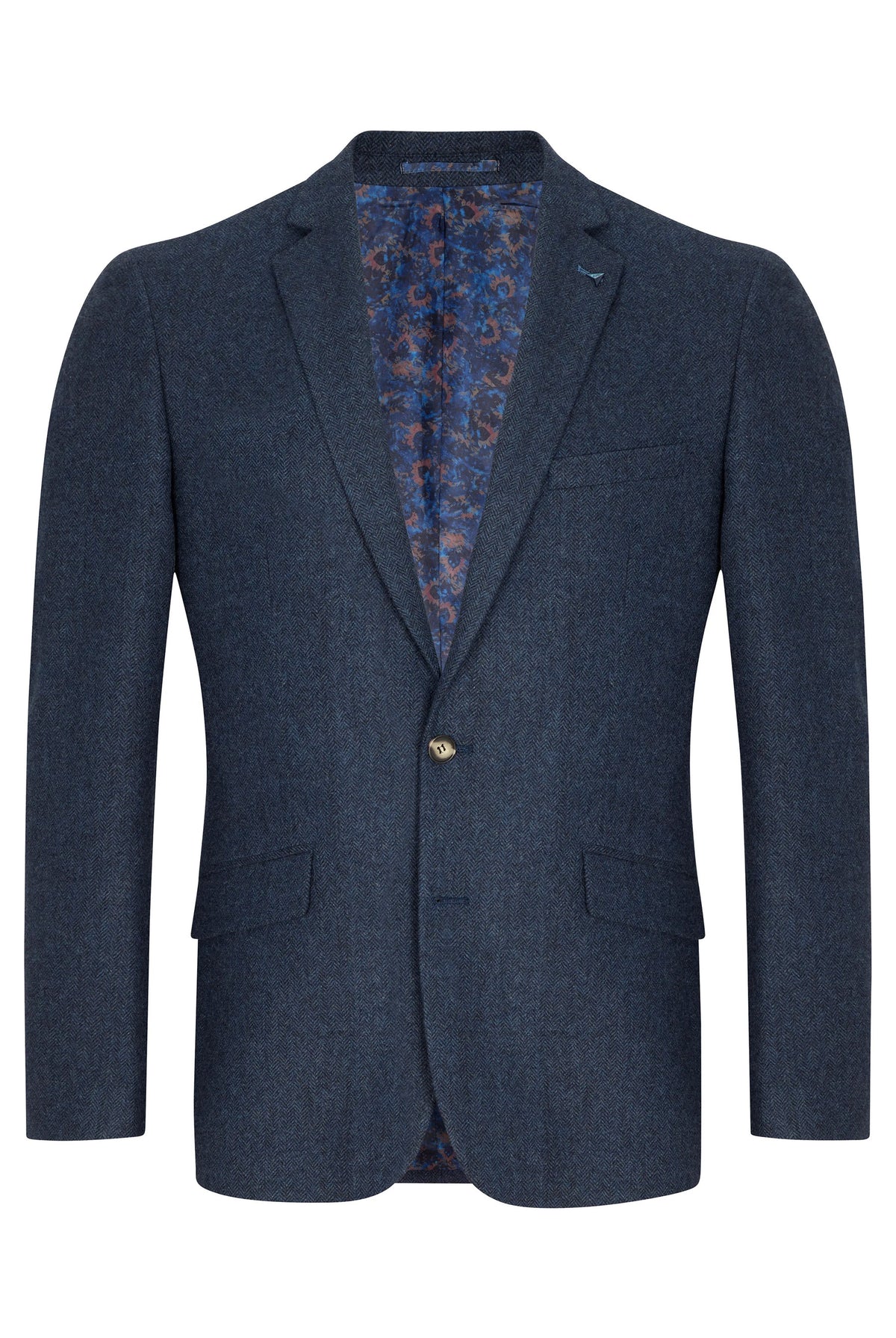 Douglas & Grahame Drifter Bordeaux Wool Herringbone Jacket - Dark Blue