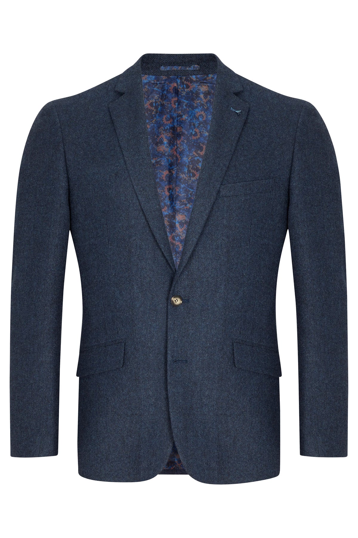 Douglas & Grahame Drifter Bordeaux Wool Herringbone Jacket - Dark Blue