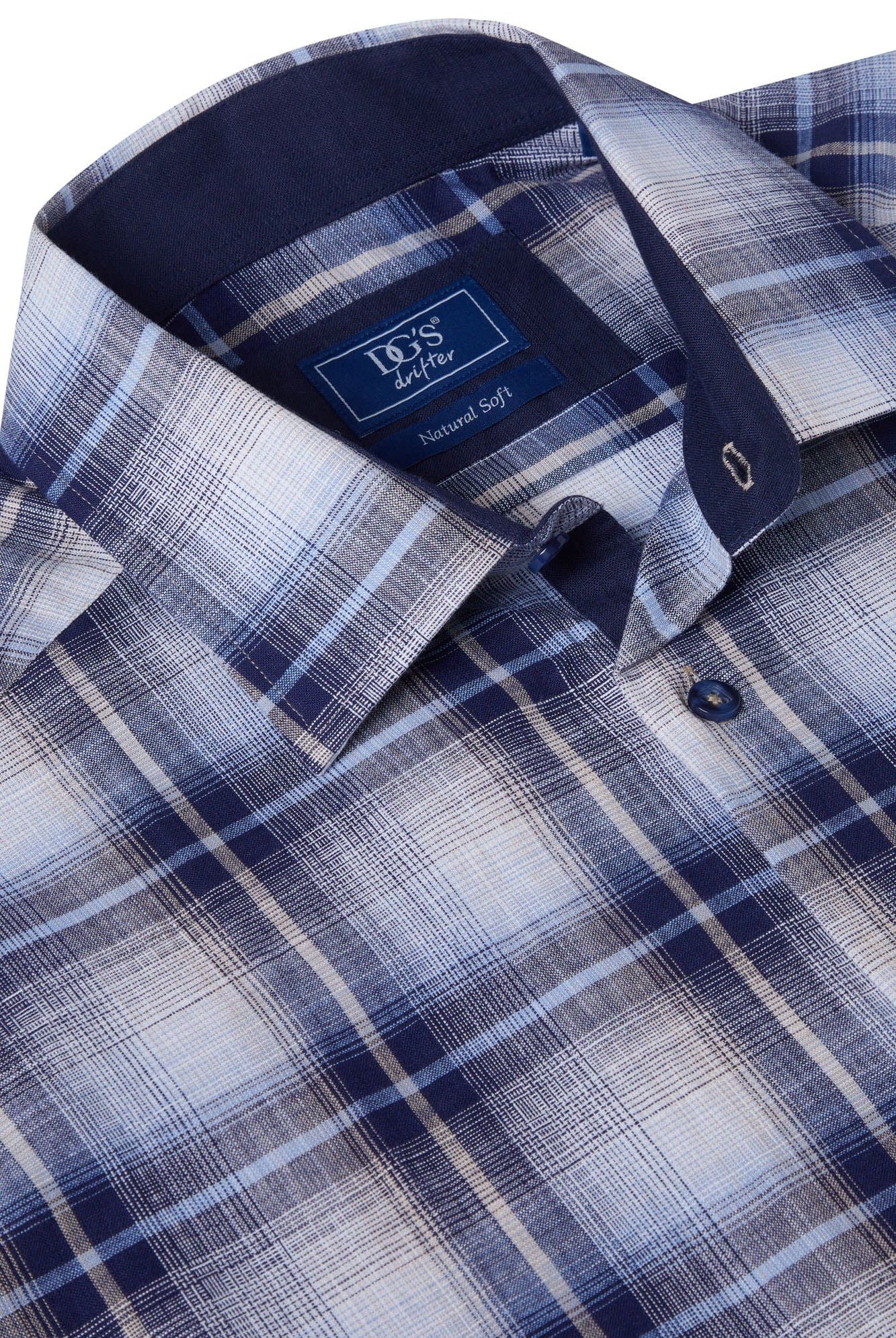 Drifter Geneva Check Short Sleeve Shirt - Dark Blue/Beige