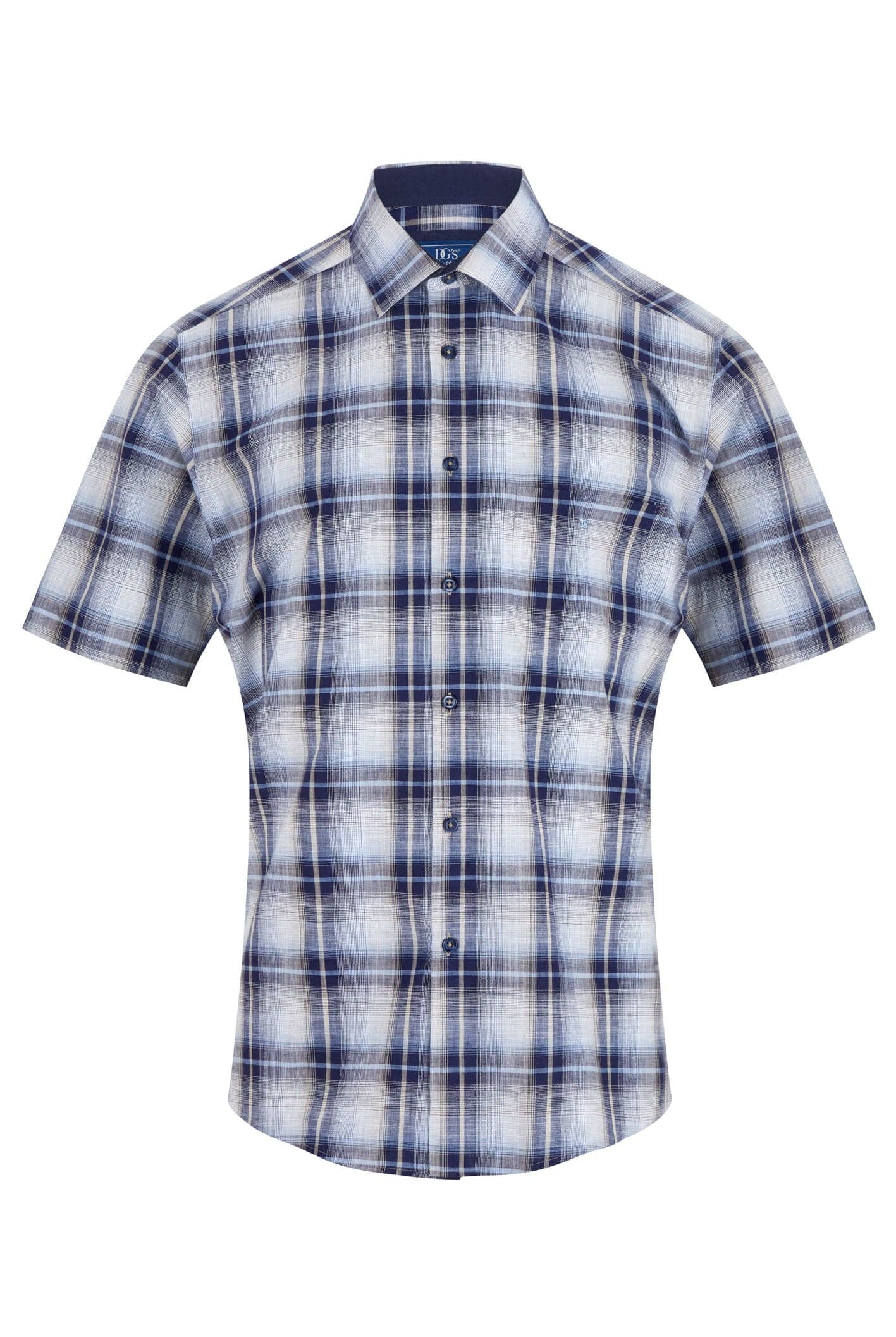 Drifter Geneva Check Short Sleeve Shirt - Dark Blue/Beige
